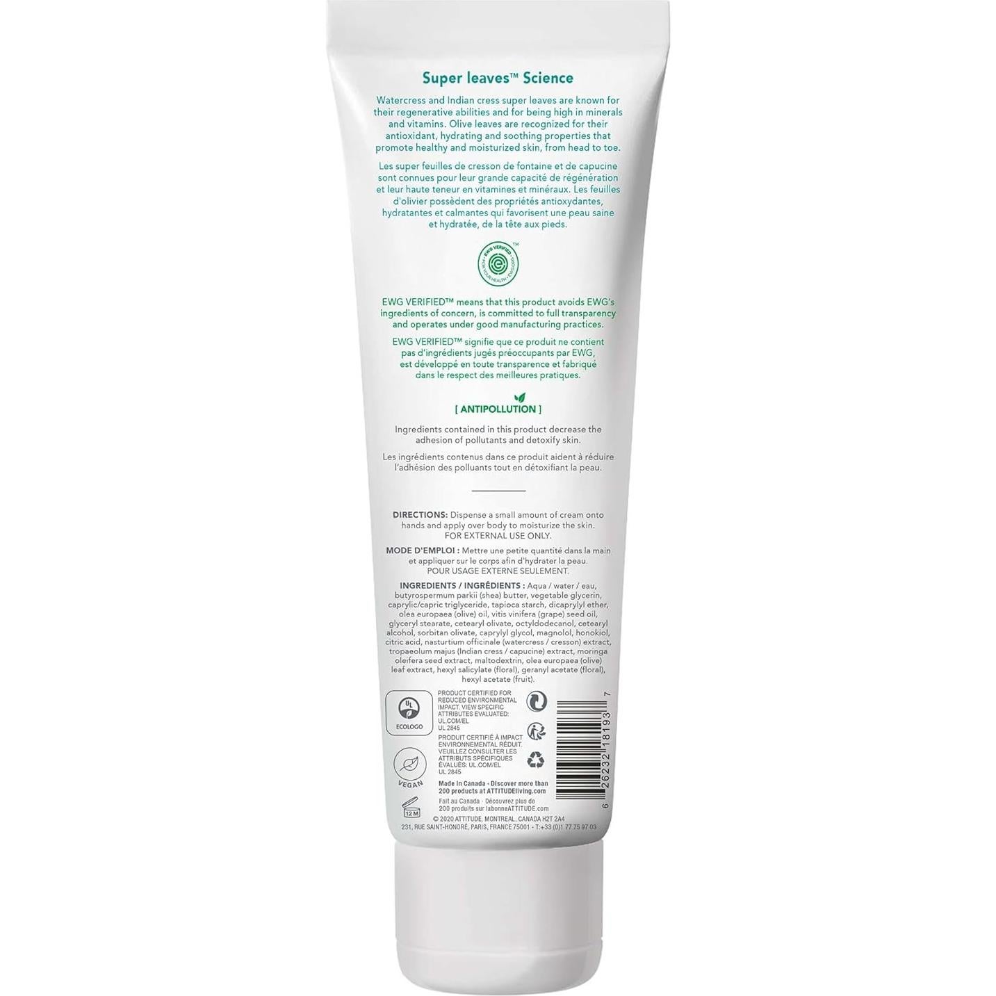 Crema Corporal ATTITUDE 236.6 ML Hidratante Pera y Ámbar