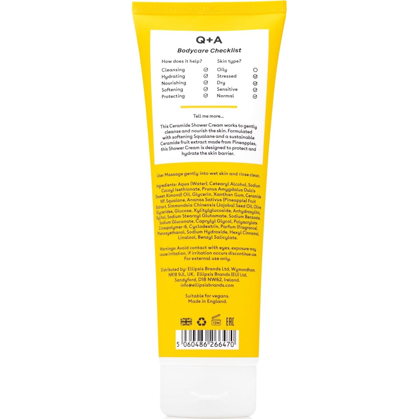 Crema de Ducha Q+A 250ml con Ceramidas de Piña y Escualano