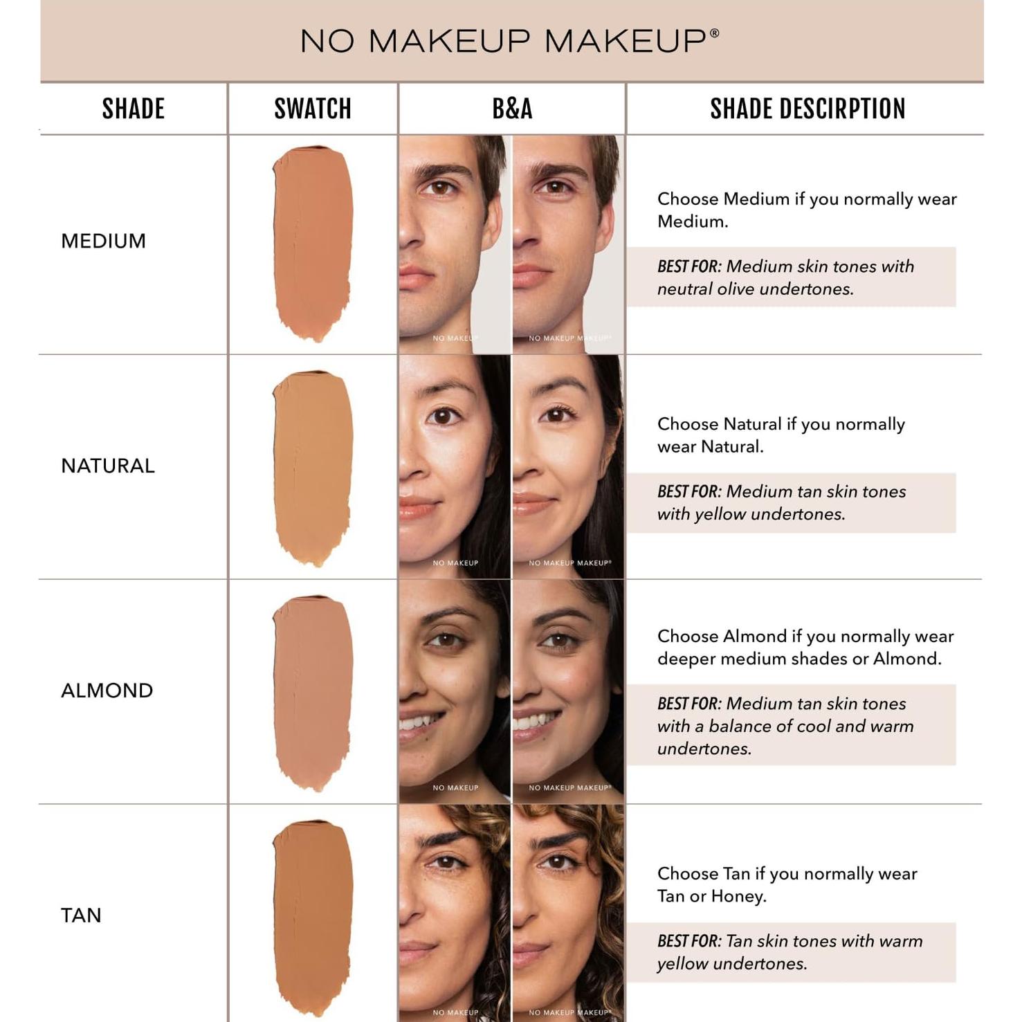 Base No Makeup Makeup Almendra 59g - Larga Duración, Vegana