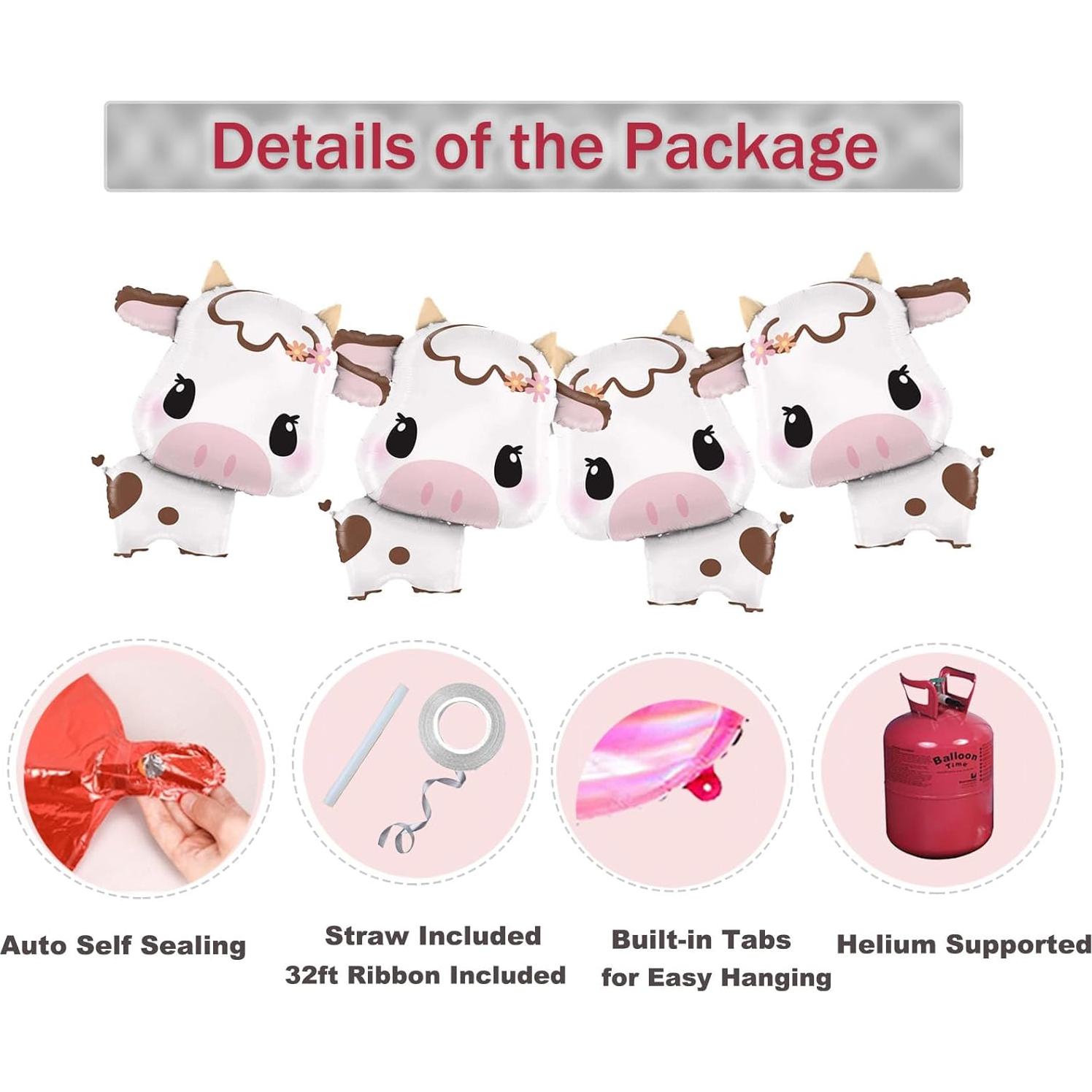 Globos de Vaca KYparty para Fiesta de Cumpleaños - 4 Pcs