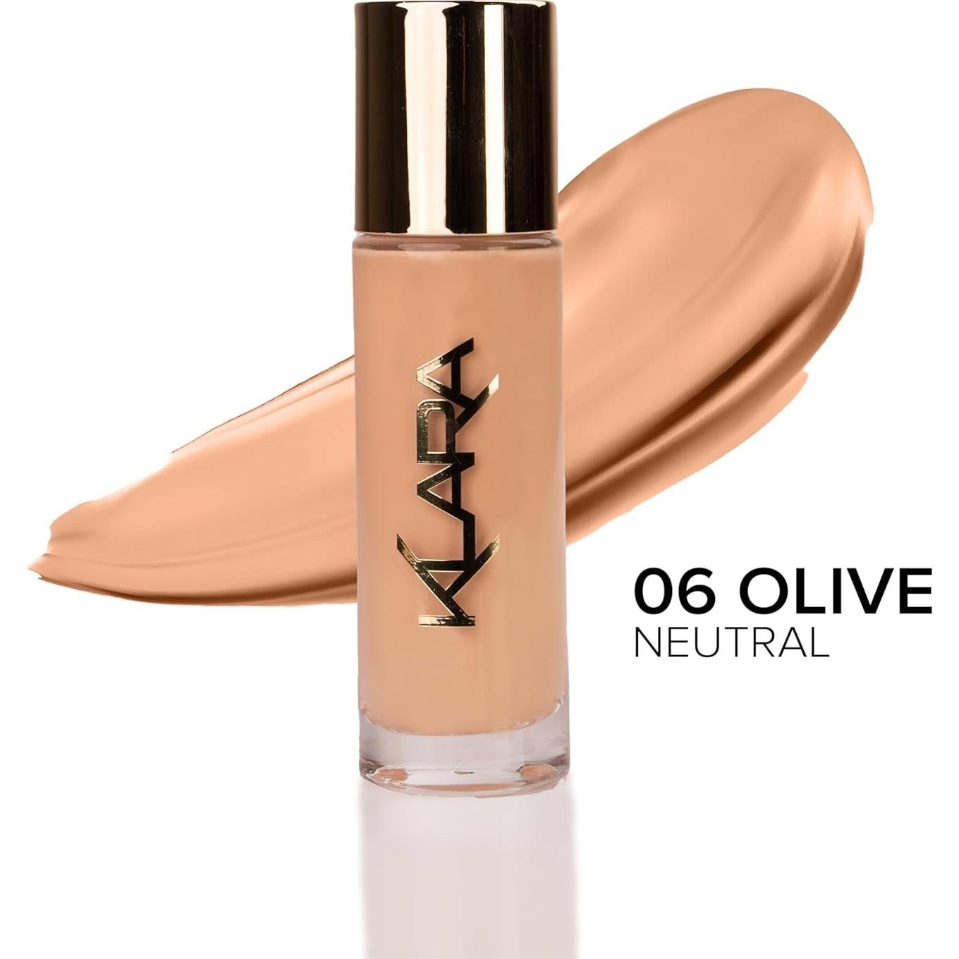 Base Líquida Klara Cosmetics Veil Up Oliva Neutral 06 con Esponja