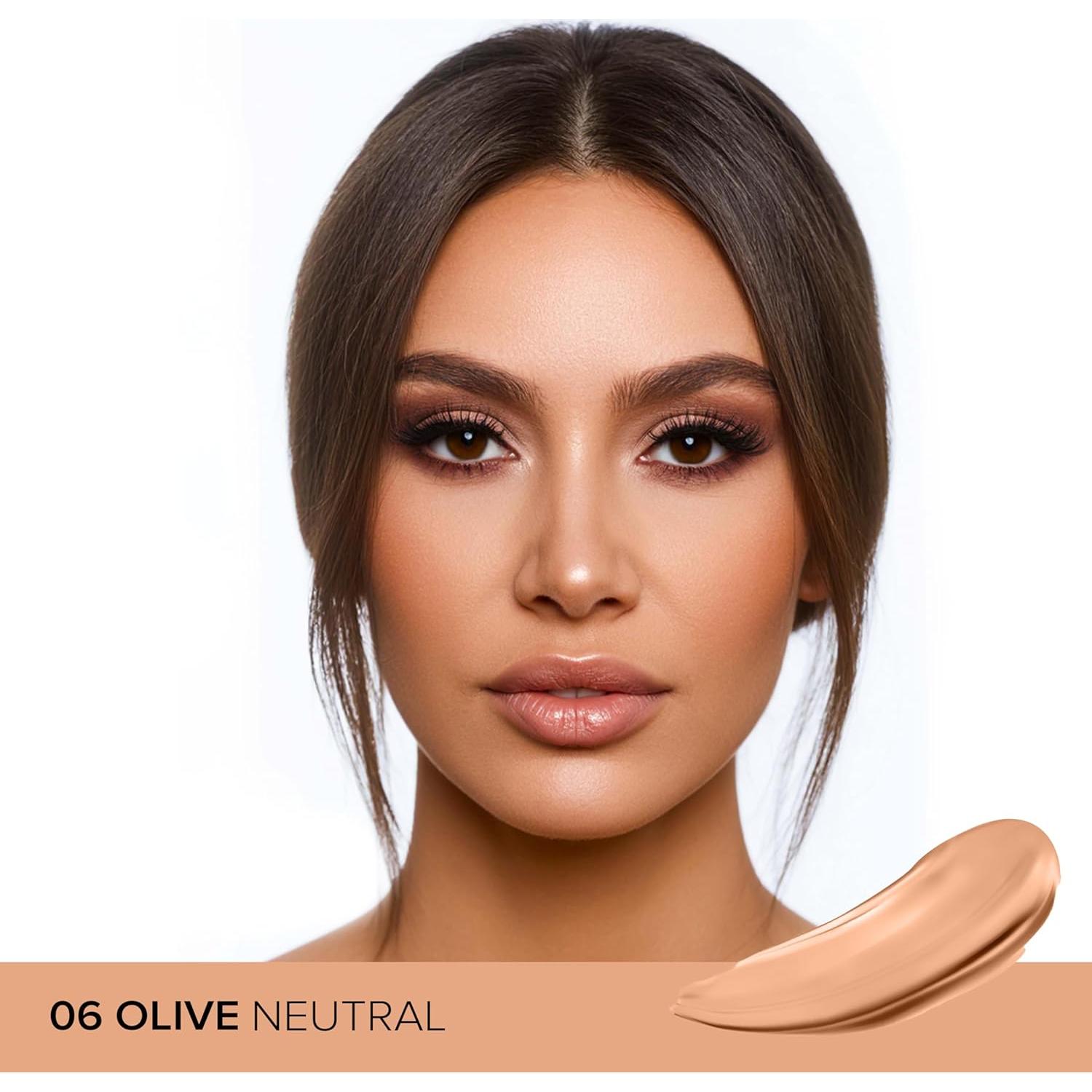 Base Líquida Klara Cosmetics Veil Up Oliva Neutral 06 con Esponja