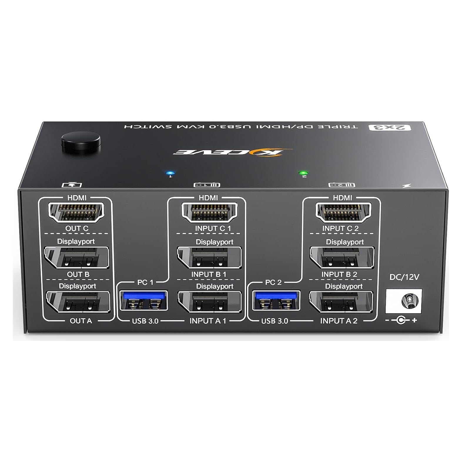 KVM Switch 3 Monitores Camgeet 8K 60Hz 4K 144Hz USB 3.0