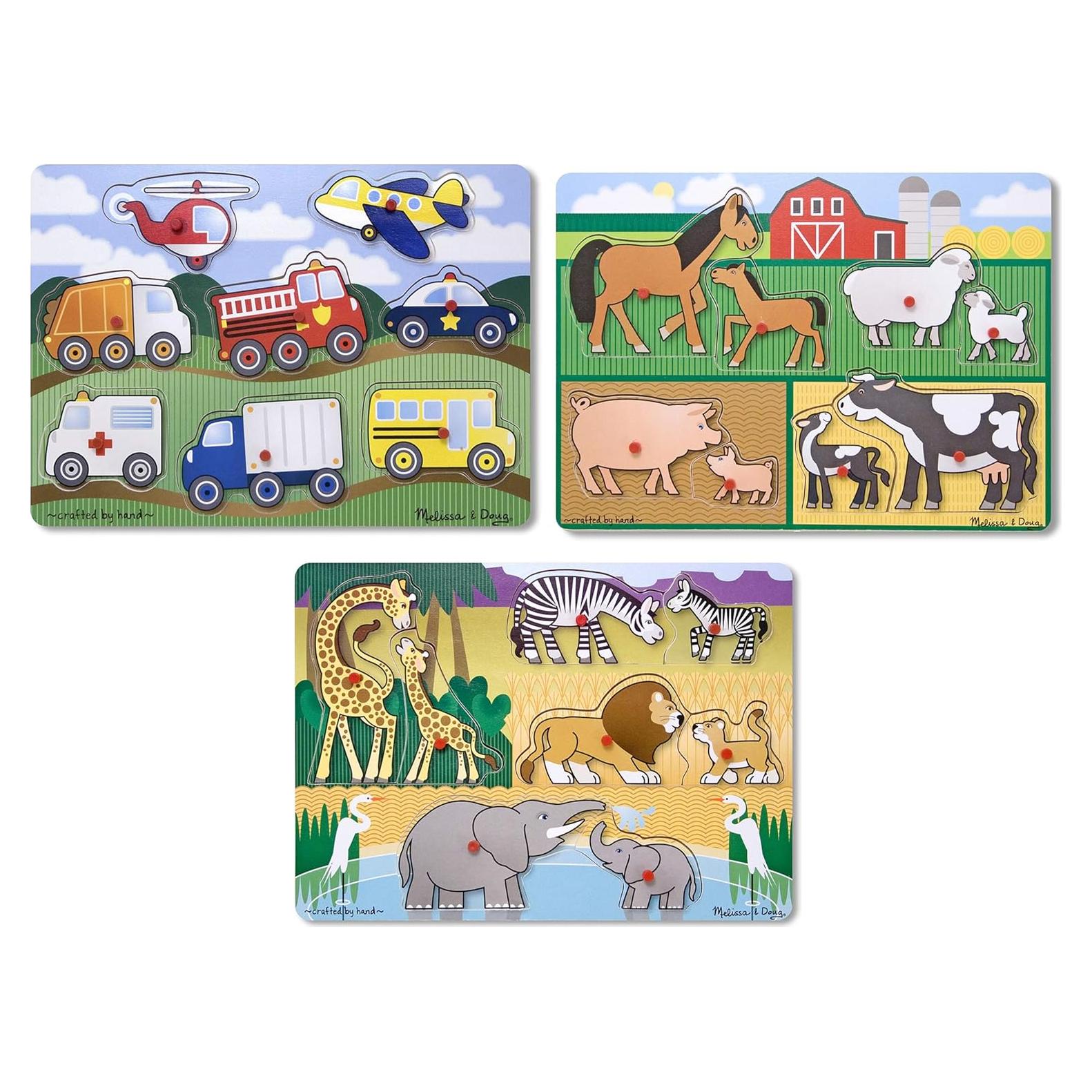Peg Puzzle Bundle - Farm, Vehicles and Safari