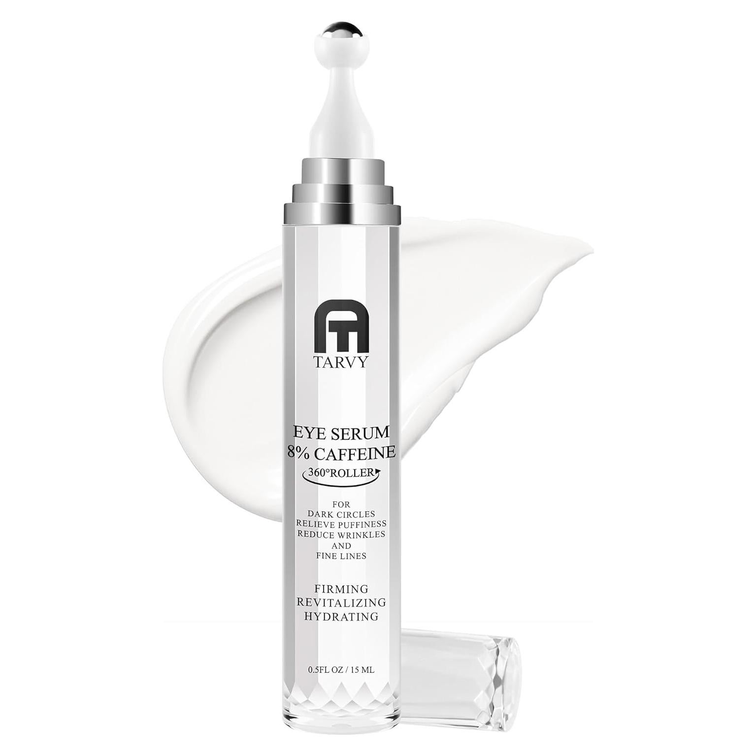 Suero para Ojos TARVY con 8% Cafeína y Bola de Masaje