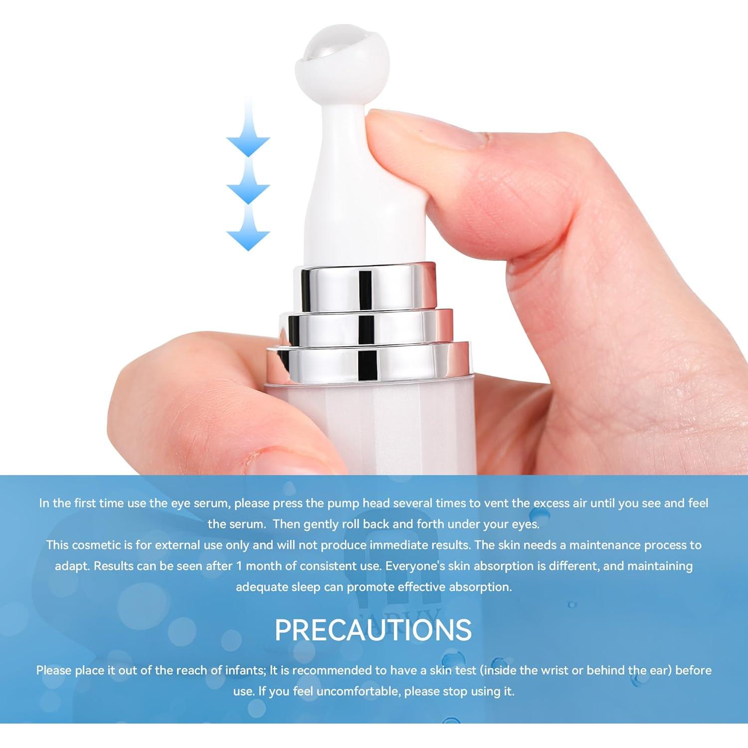 Suero para Ojos TARVY con 8% Cafeína y Bola de Masaje