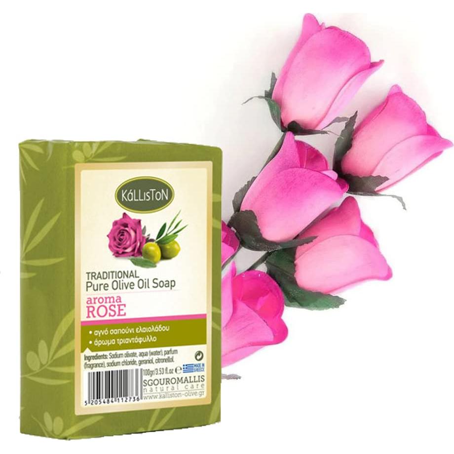Jabón de Oliva Rosa Kalliston con Piedra Pómez 4 Unidades