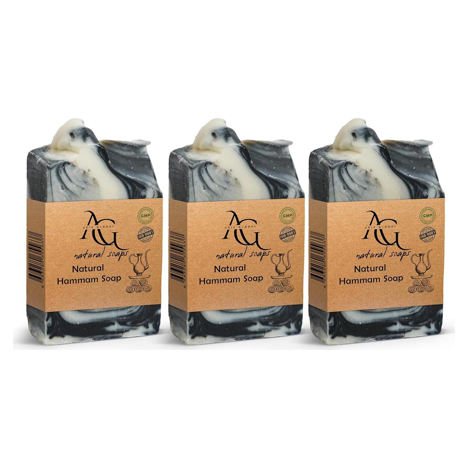 Jabón Natural Hammam Arie Global - Hidratante y Exfoliante - Paquete de 3