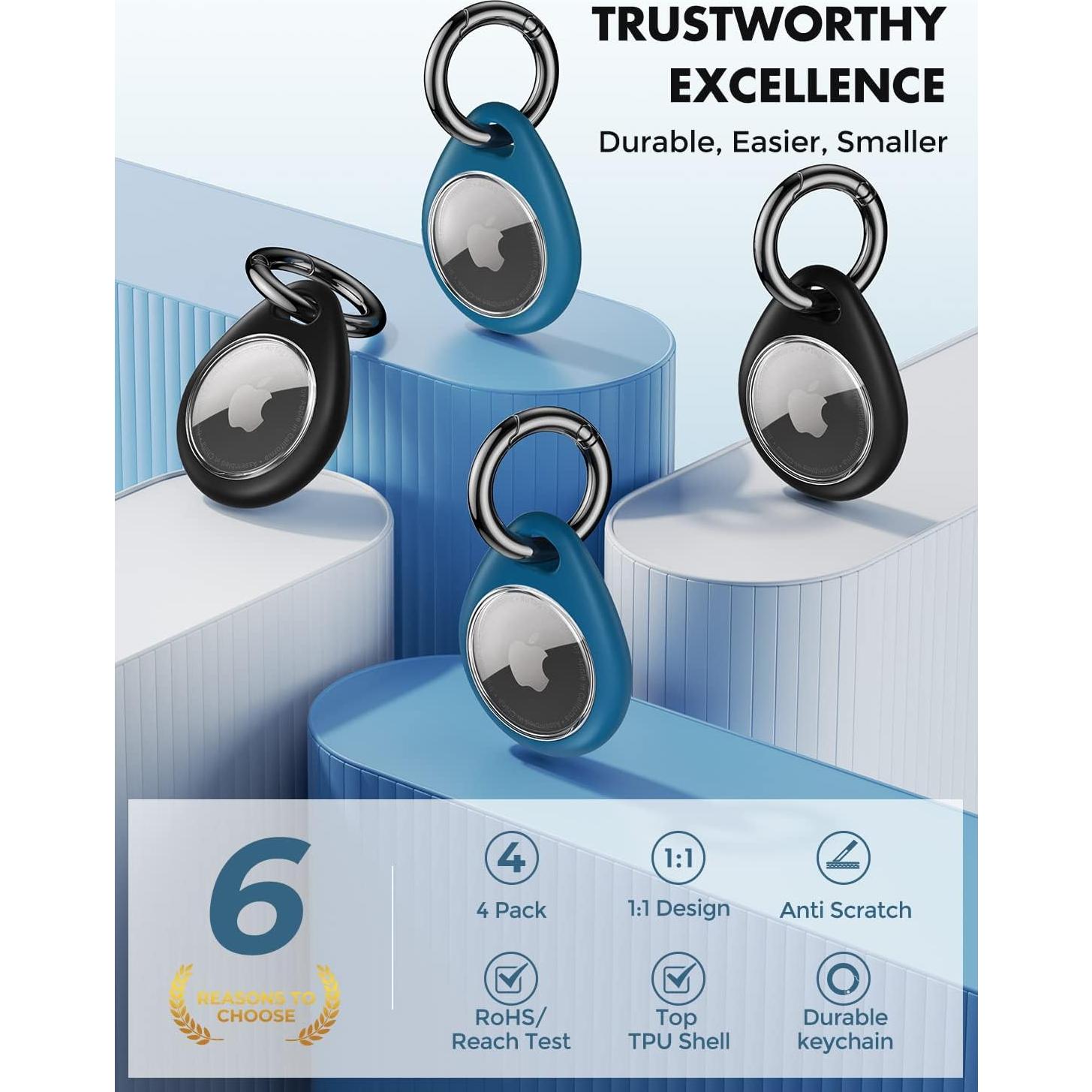 Soporte UNBREAKcable para Apple AirTag - 4 Fundas TPU