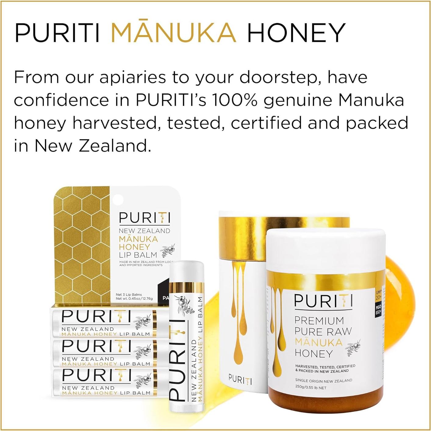 Bálsamo Labial PURITI Miel de Manuka 3pack Hidratante 40g