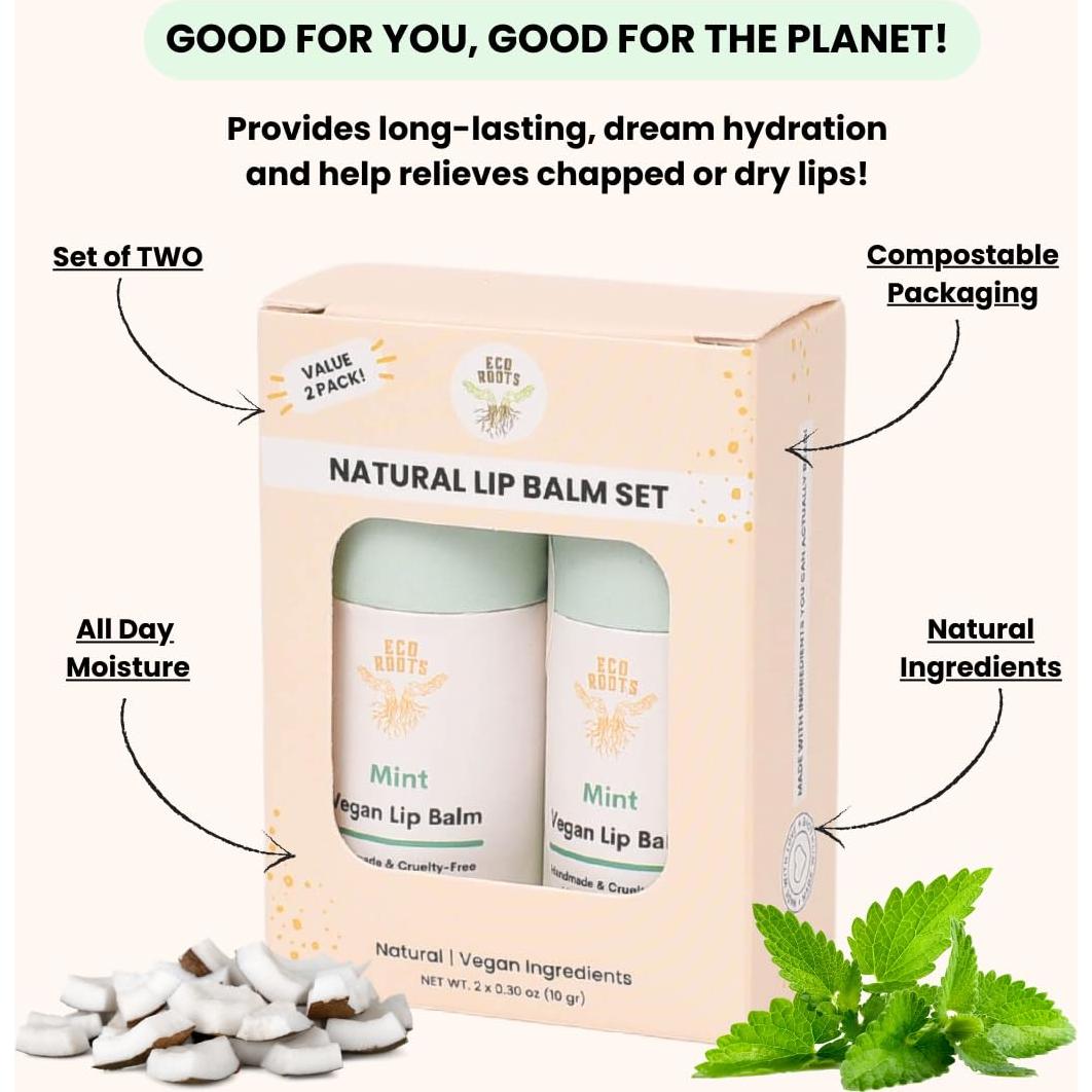 Bálsamo Labial Orgánico Menta EcoRoots - Set 2 Unidades