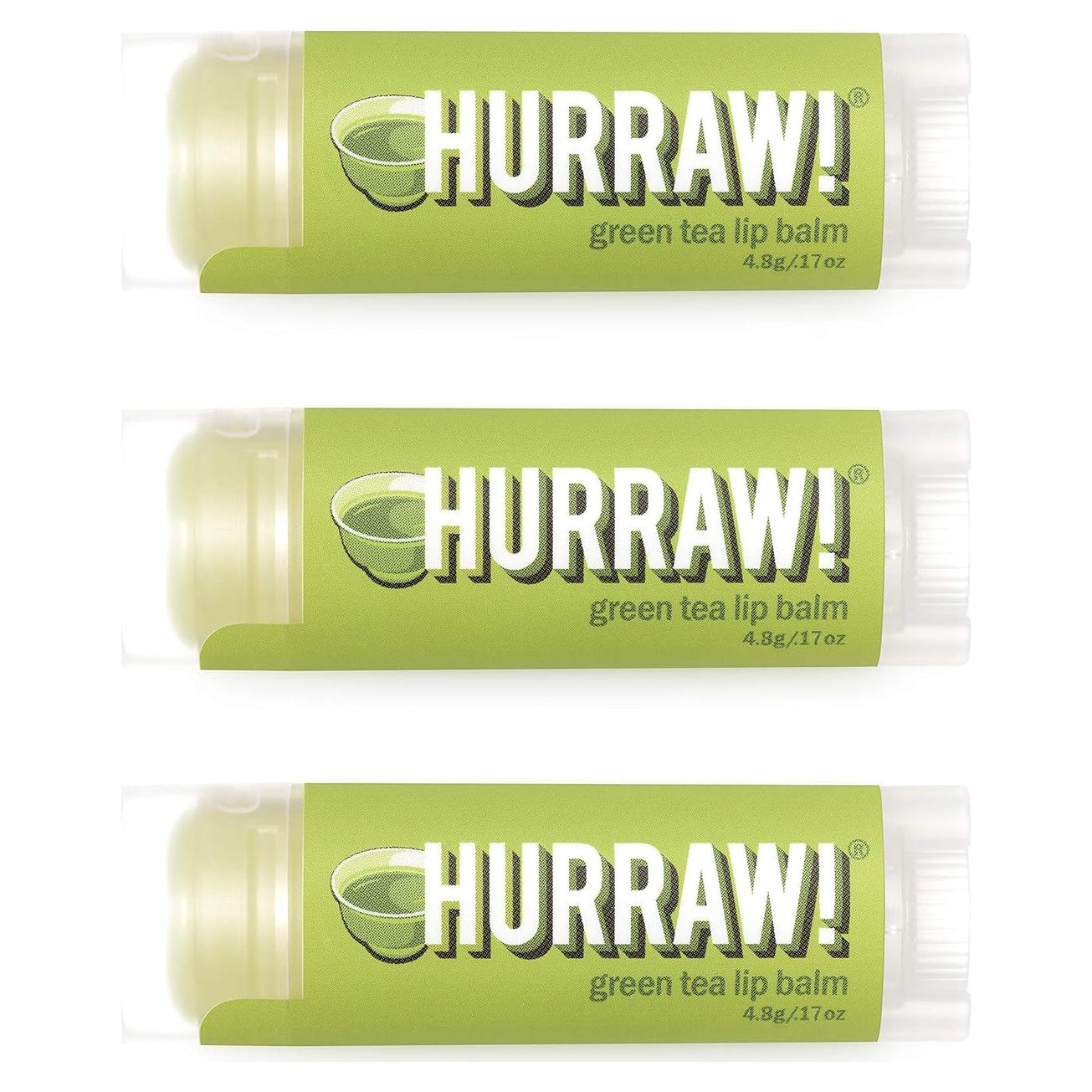 Bálsamo Labial Orgánico Hurraw! Té Verde - Paquete de 3