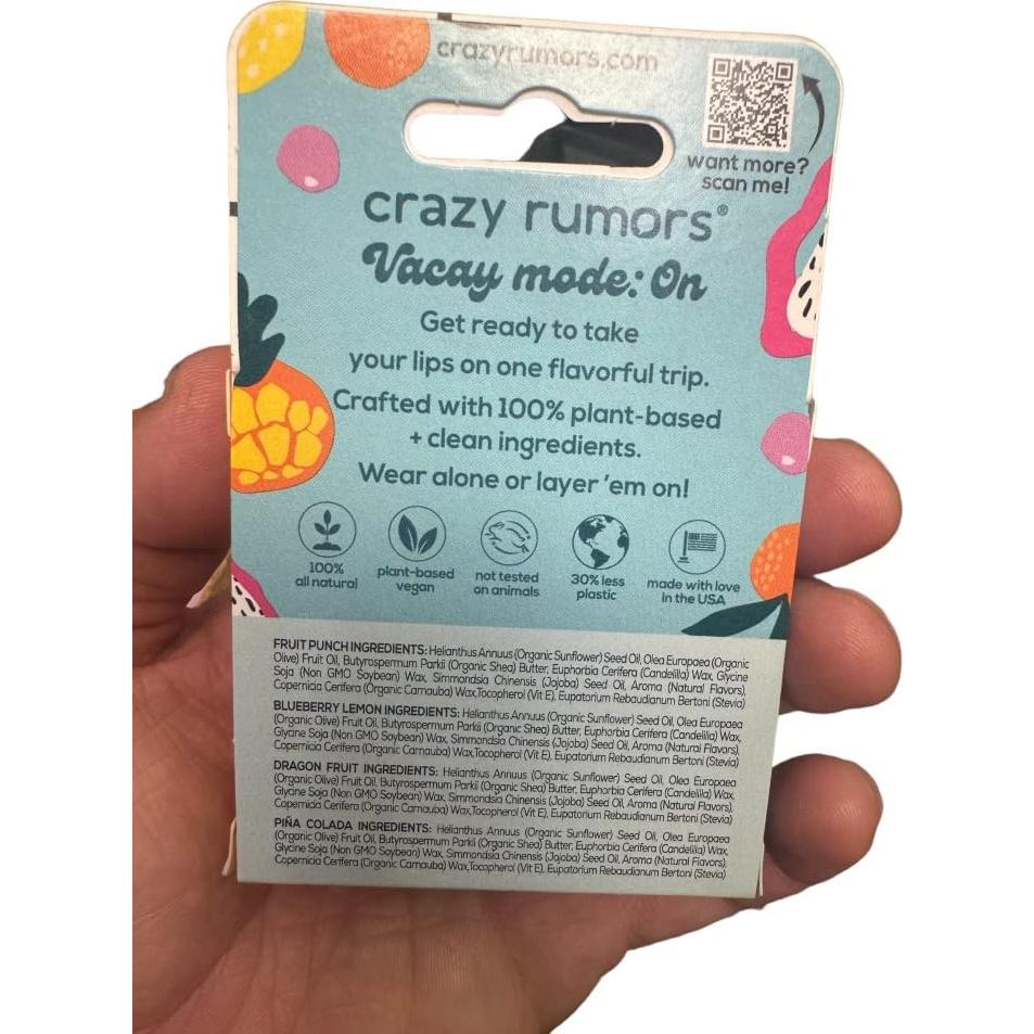 Bálsamo Labial Crazy Rumors 4-Pack Frutas 100% Natural