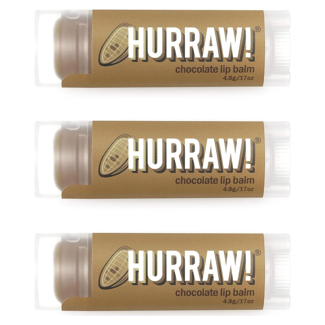 Bálsamo Labial Orgánico Hurraw! Chocolate - Paquete de 3