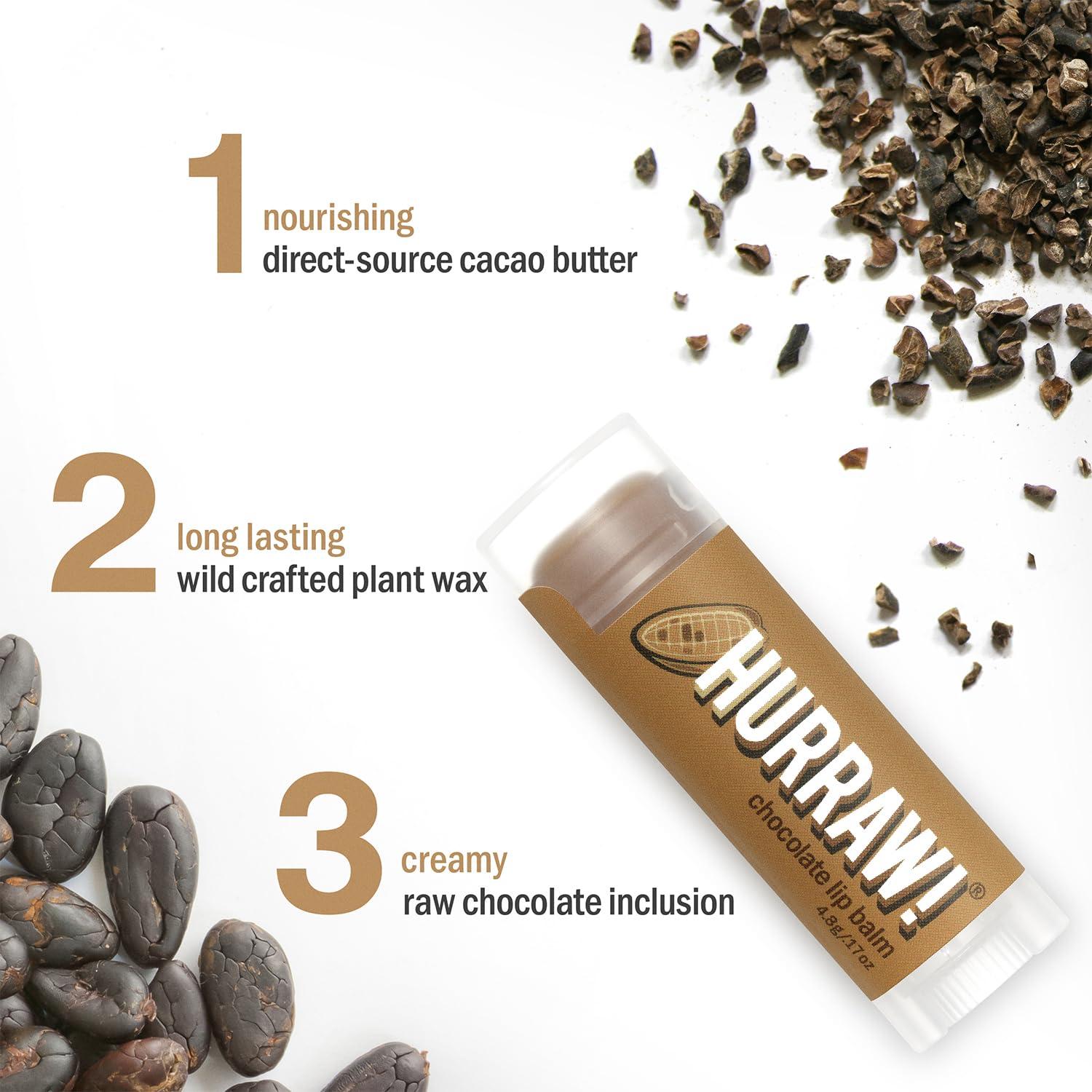 Bálsamo Labial Orgánico Hurraw! Chocolate - Paquete de 3