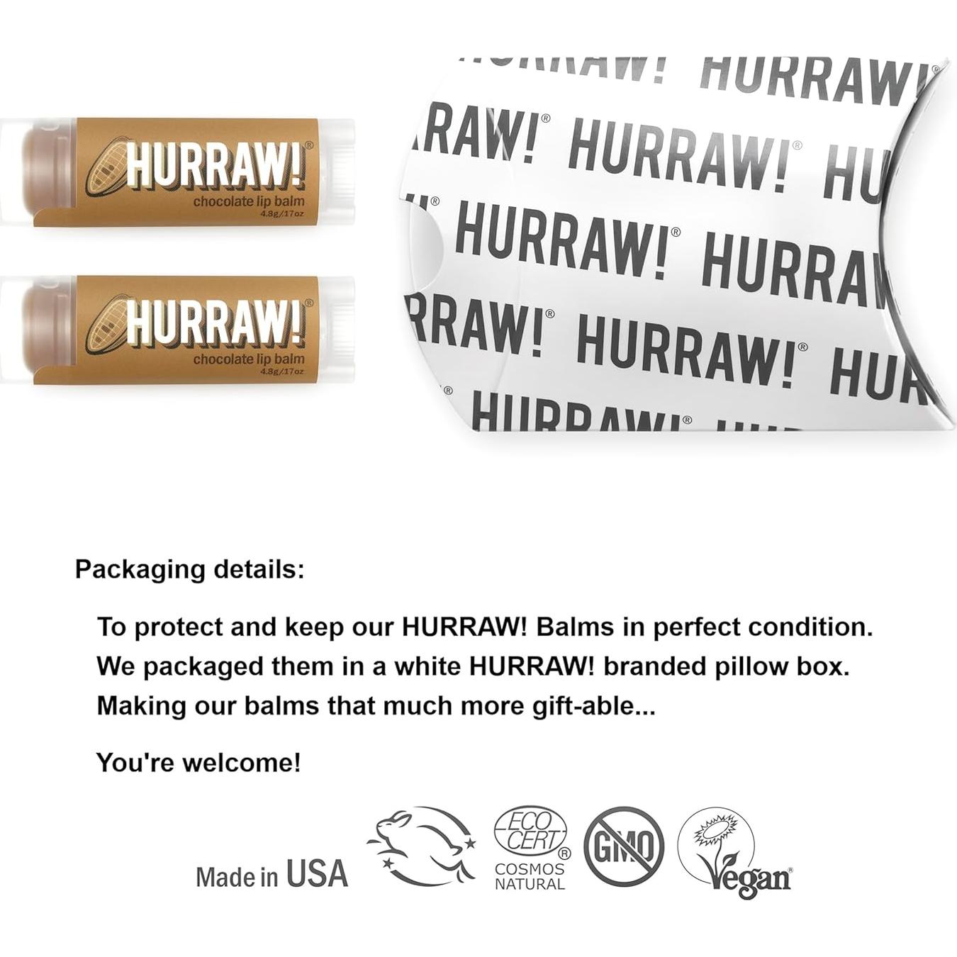 Bálsamo Labial Orgánico Hurraw! Chocolate 2 Tubos 4.8g