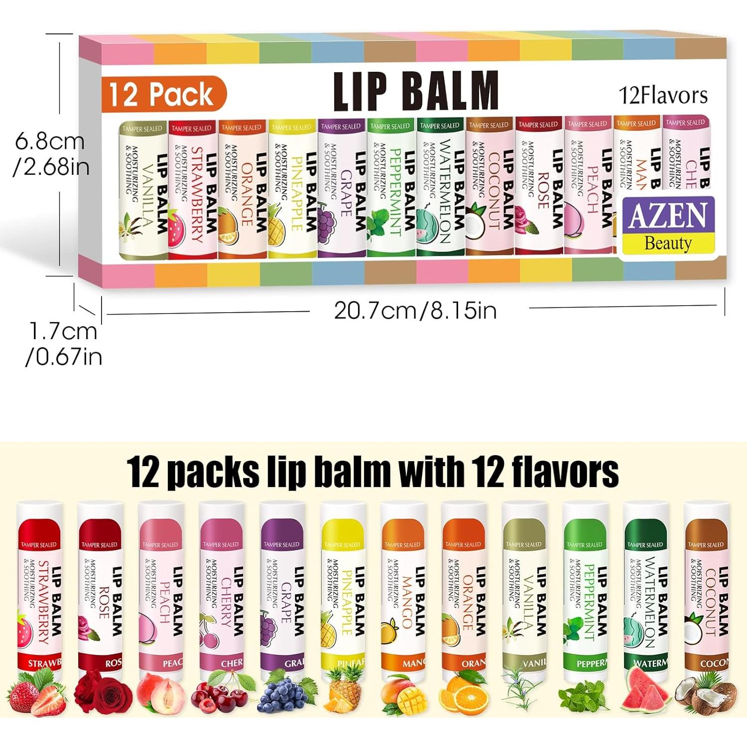 Bálsamo Labial Natural AZEN 12 Sabores Hidratante 4.25g