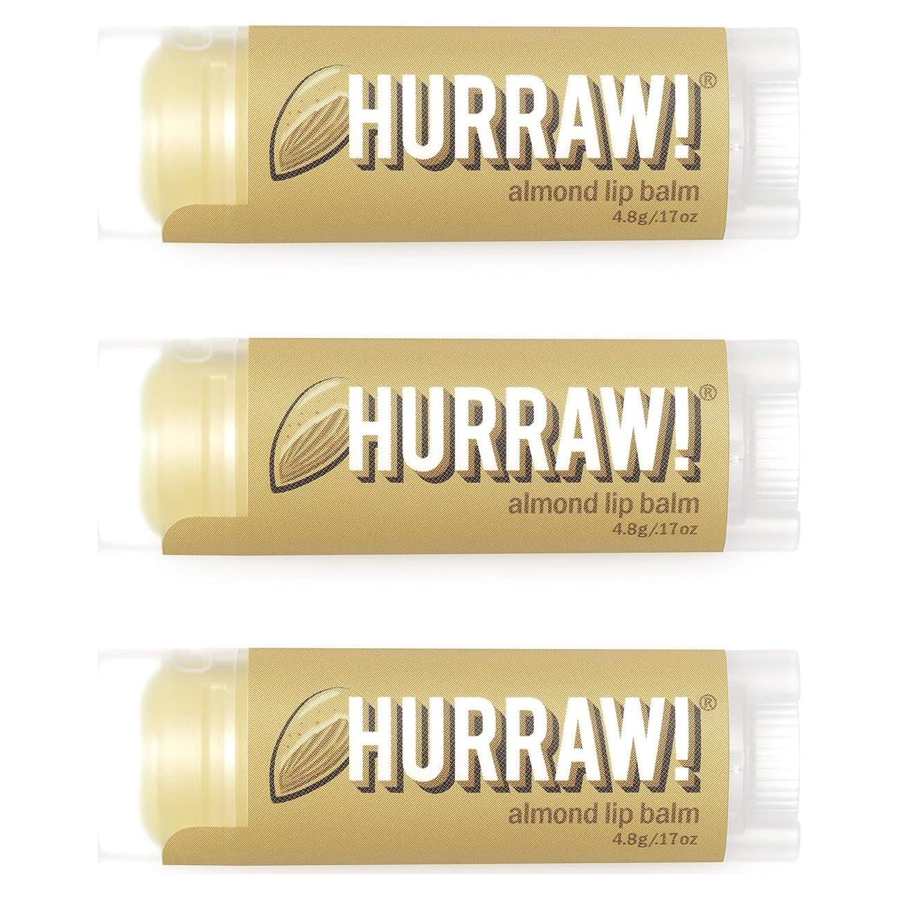 Bálsamo Labial Orgánico Hurraw! Almendra - Paquete de 3