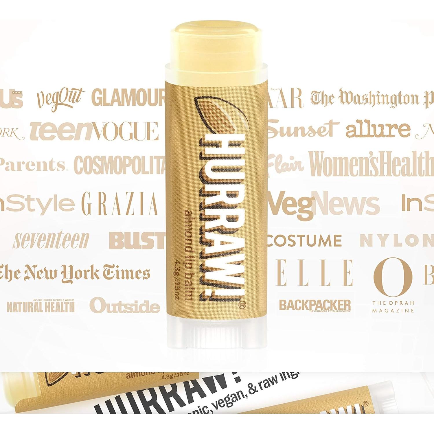 Bálsamo Labial Orgánico Hurraw! Almendra - Paquete de 3