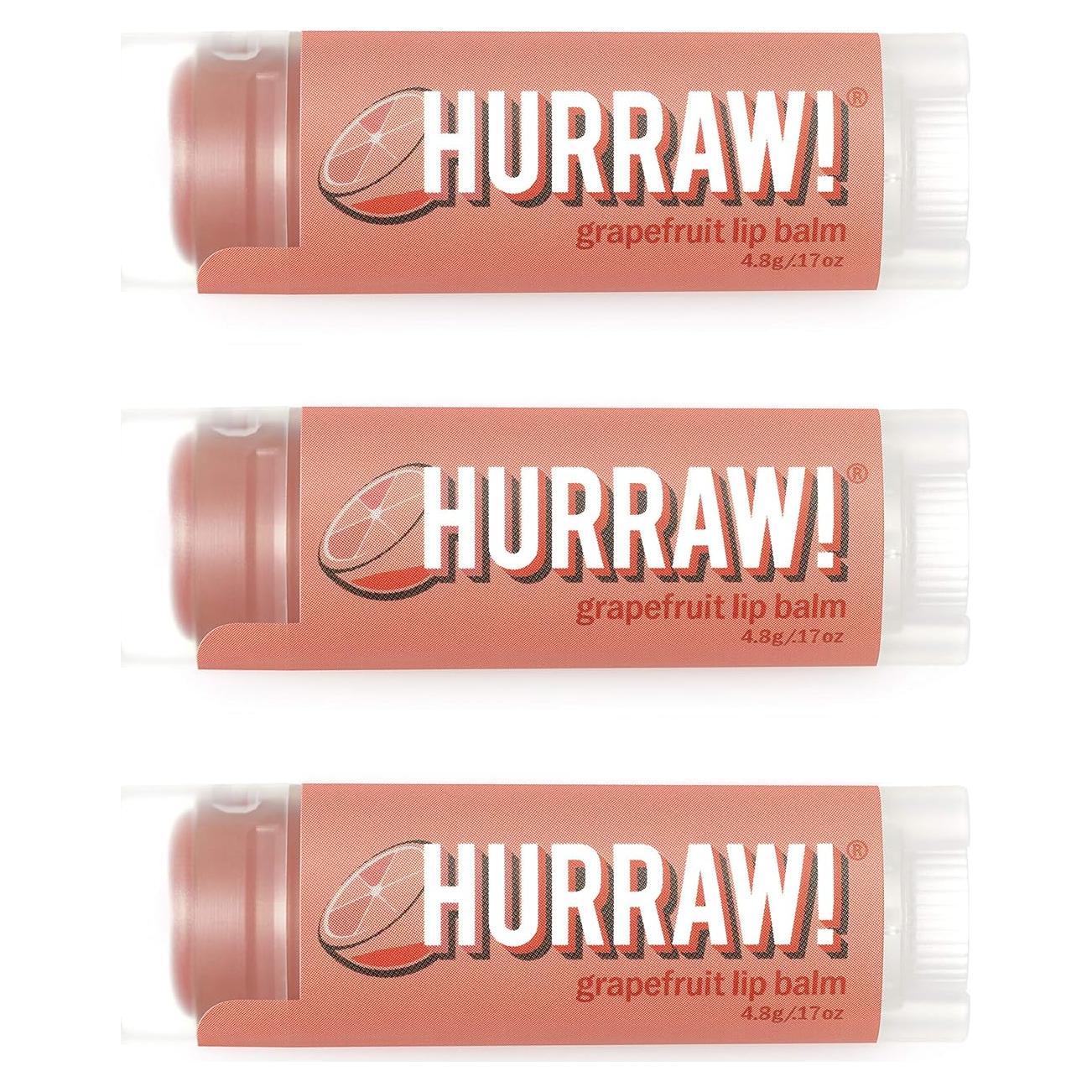 Bálsamo Labial Orgánico Hurraw! Pomelo - Paquete de 3 Tubos