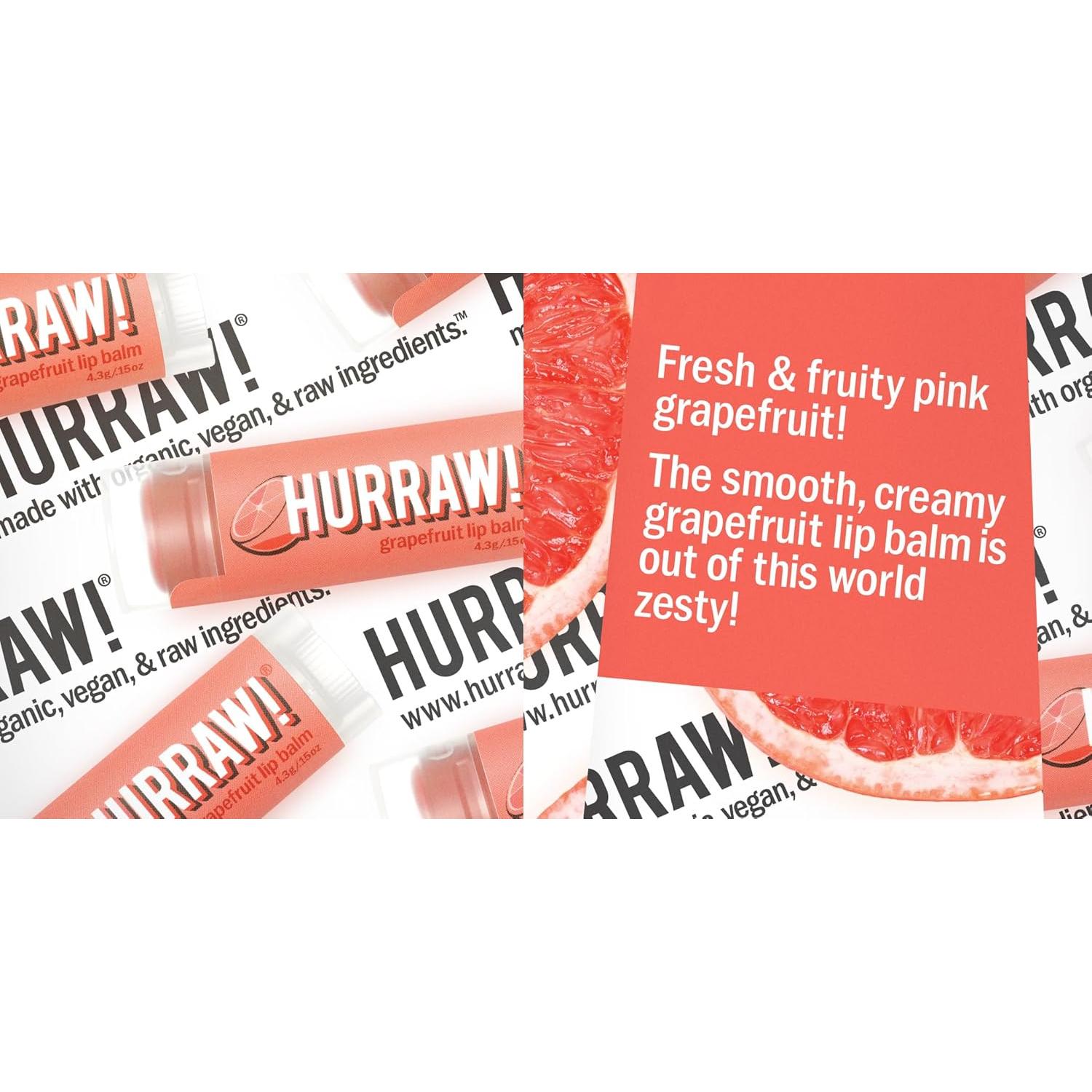 Bálsamo Labial Orgánico Hurraw! Pomelo - Paquete de 3 Tubos