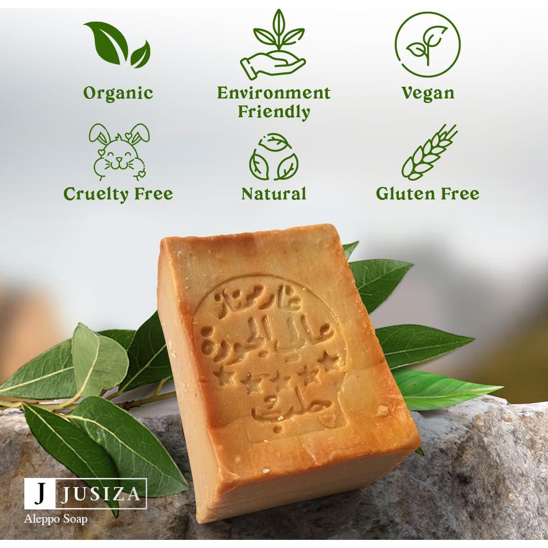 Jabón de Aleppo JUSIZA 198 g Aceite de Laurel y Oliva Natural