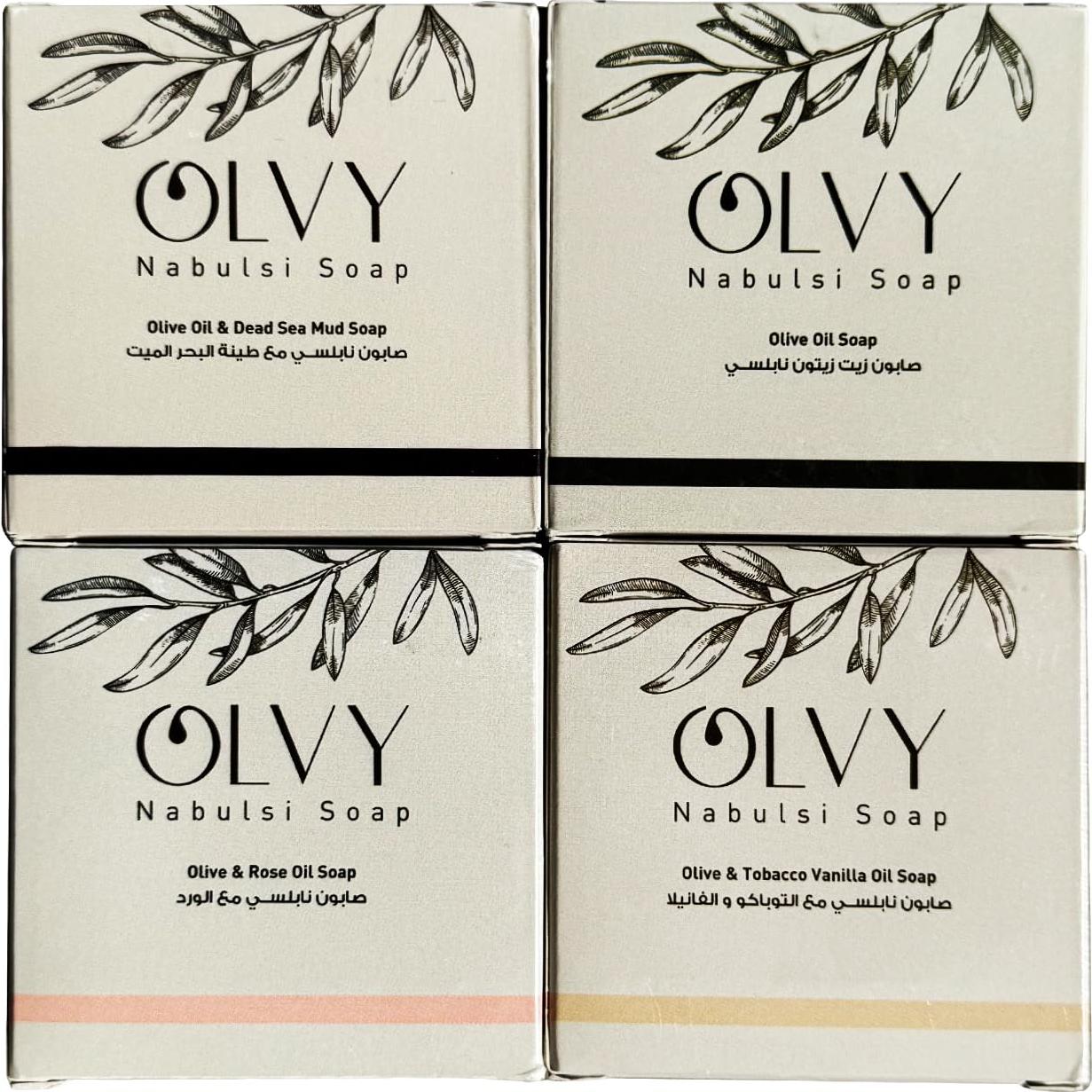 Jabón de Aceite de Oliva Olvy - Paquete Variado de 4 Barras