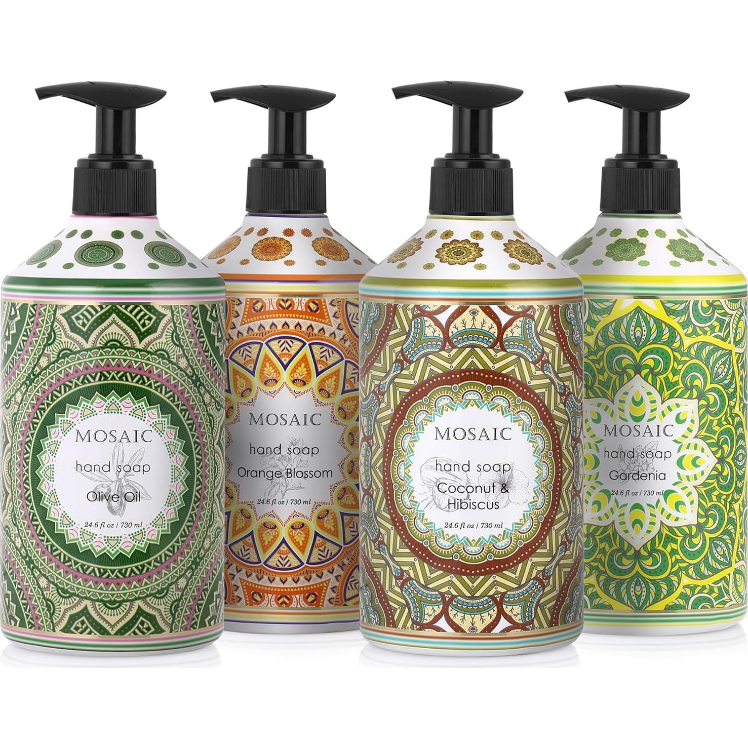 Juego de Jabón Líquido para Manos Mosaic - 4 Aromas 730 ml