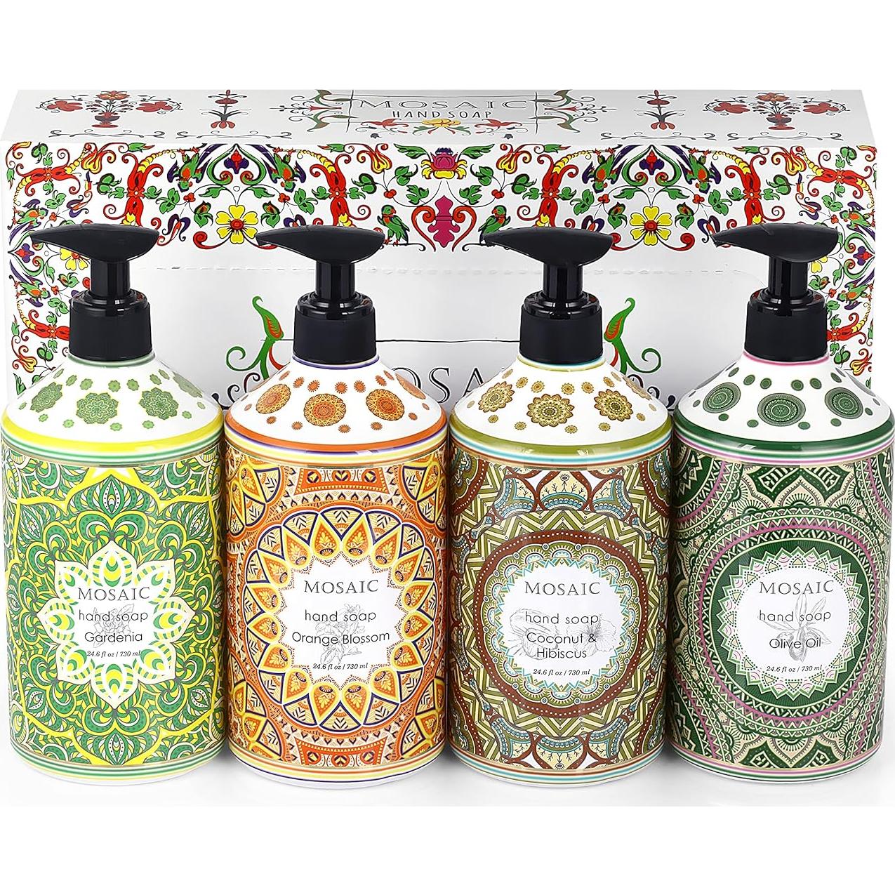 Juego de Jabón Líquido para Manos Mosaic - 4 Aromas 730 ml