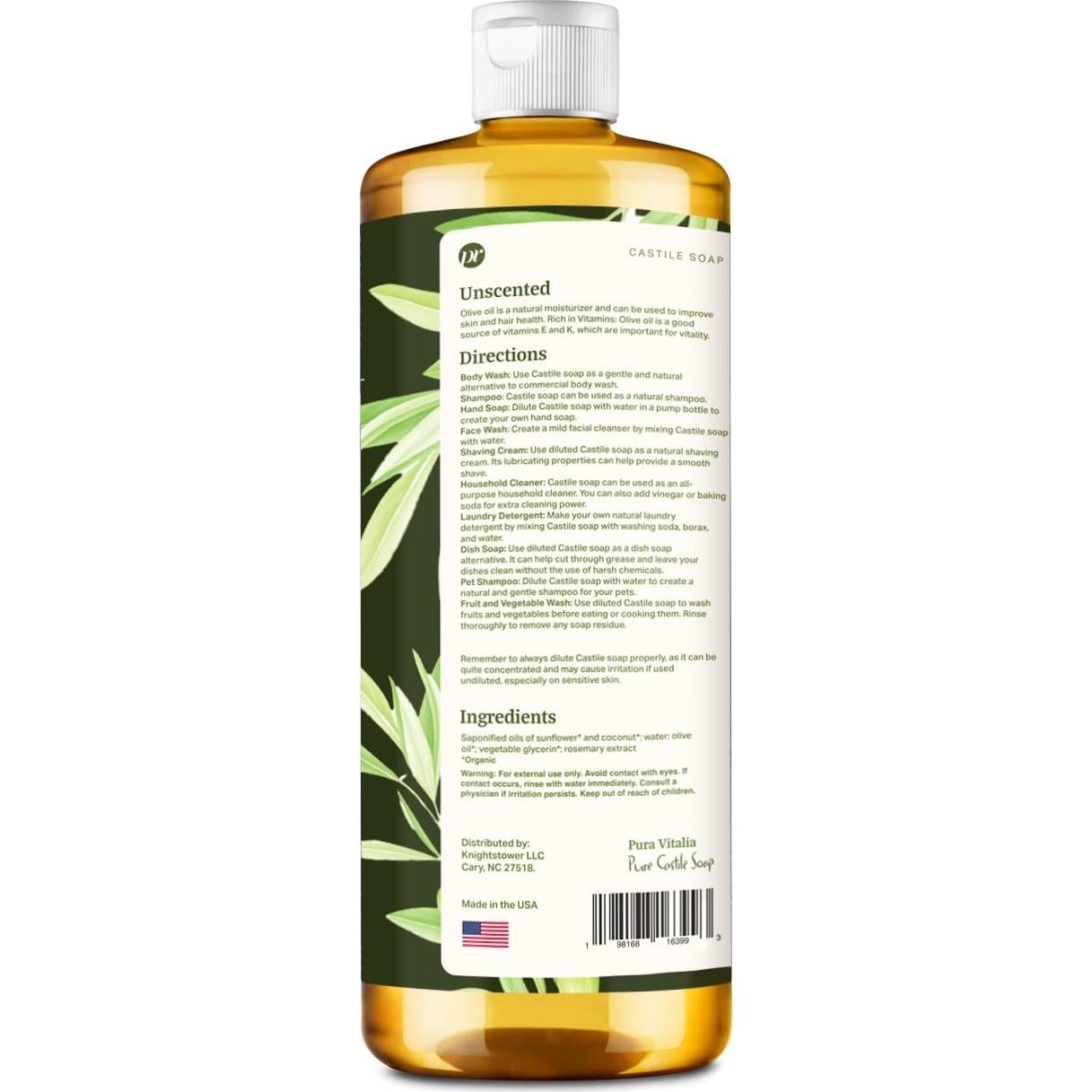 Jabón de Castilla Sin Fragancia Pura Vitalia 946 ml Orgánico