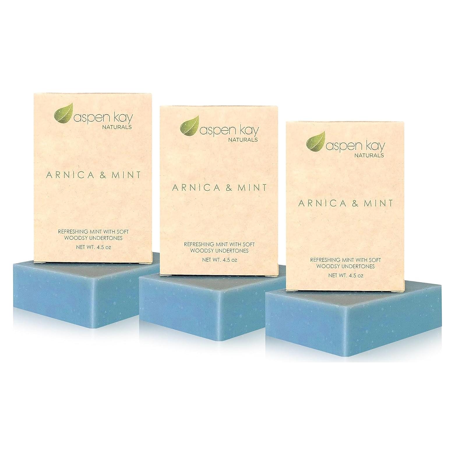 Jabón Vegano de Árnica y Menta Aspen Kay Naturals - 3 Piezas