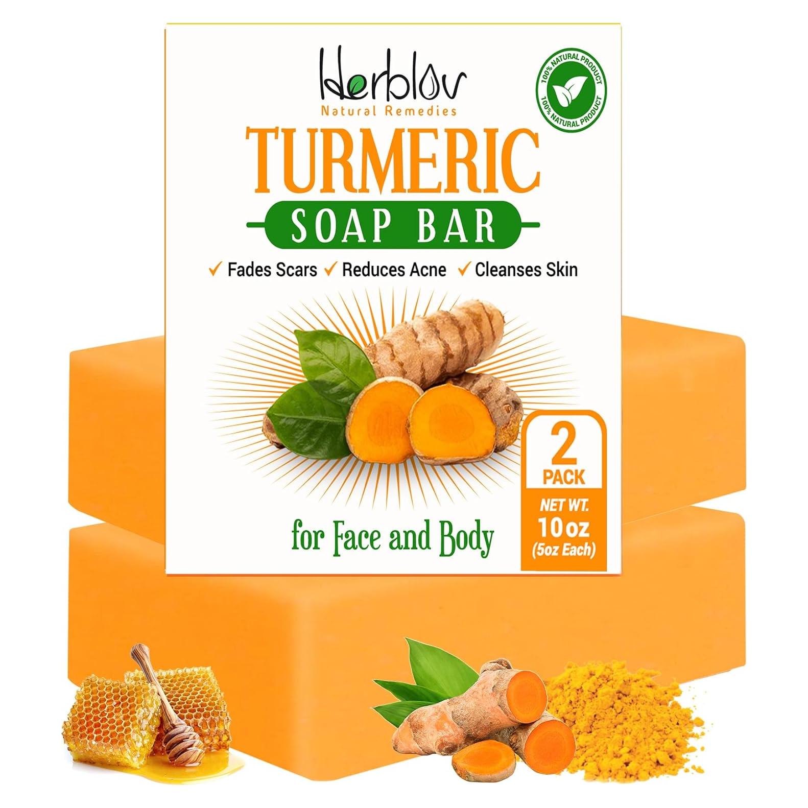 Jabón Natural de Cúrcuma Herblov 141.75g - Ilumina y Limpia