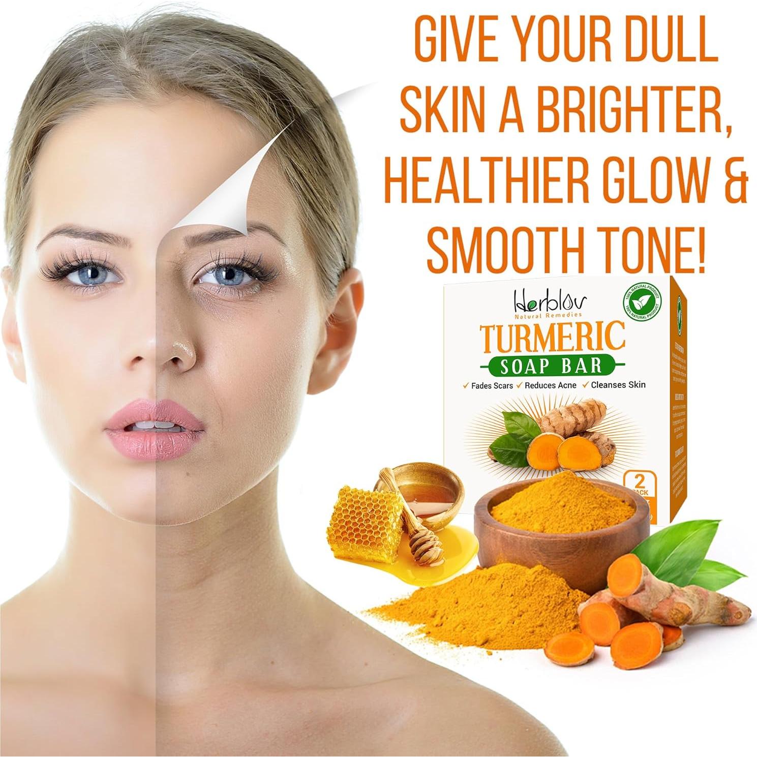 Jabón Natural de Cúrcuma Herblov 141.75g - Ilumina y Limpia