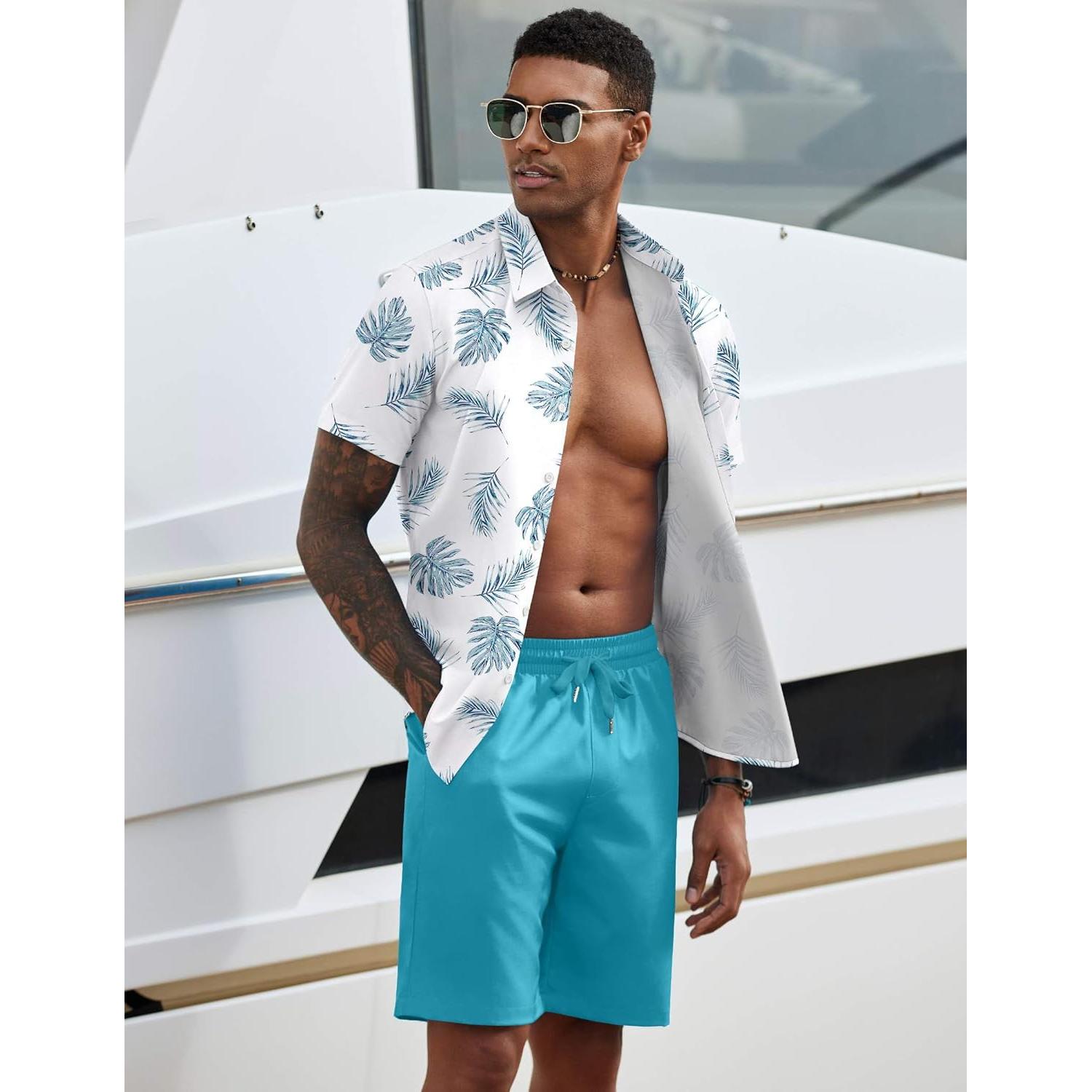 Conjunto de Verano para Hombre COOFANDY 2 Piezas Camisa y Pantalón