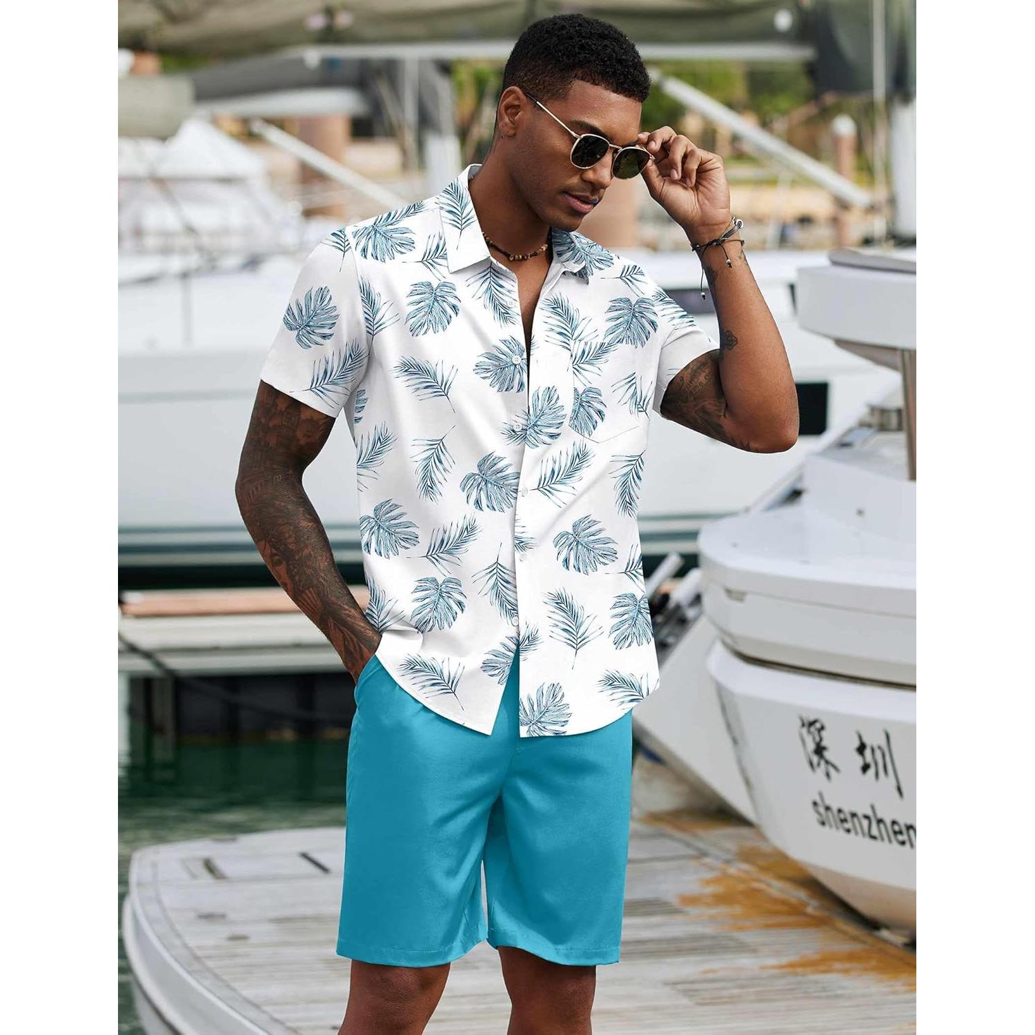 Conjunto de Verano para Hombre COOFANDY 2 Piezas Camisa y Pantalón Corto