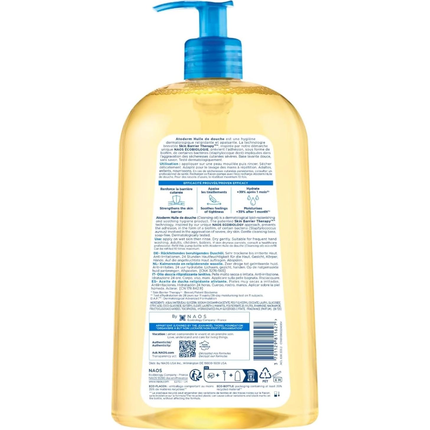 Bioderma Atoderm Aceite de Ducha 1000 ml - Limpiador Nutritivo