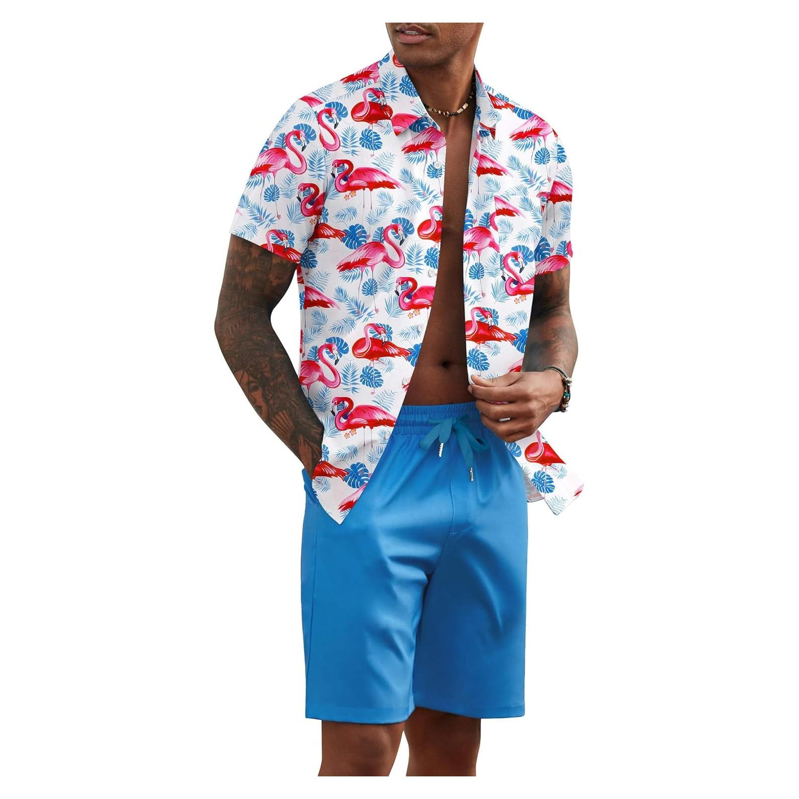 Conjunto de Verano para Hombre COOFANDY Camisa y Pantalón Corto