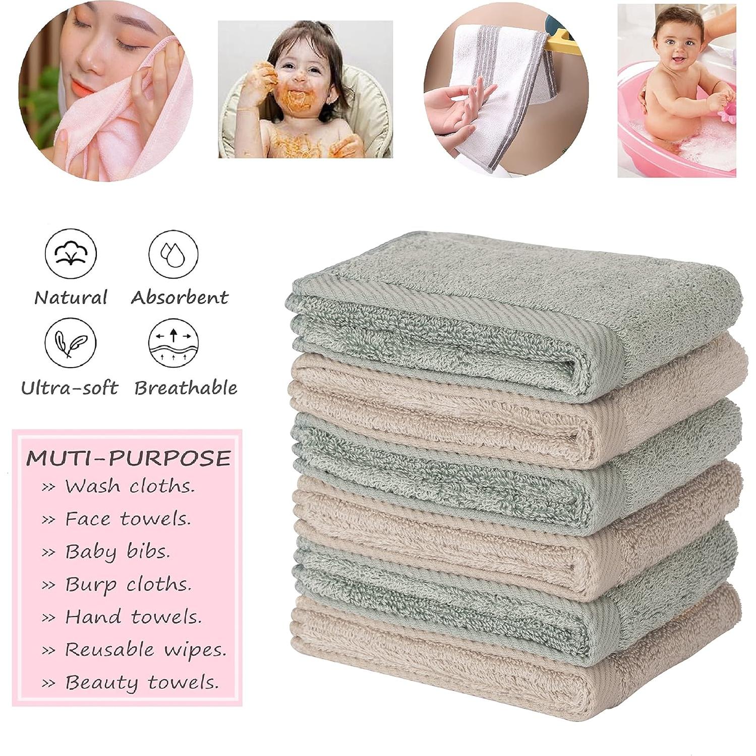 Toallas de Baño Mother-Earth 6-Pack 30x30 cm Suaves y Absorbentes