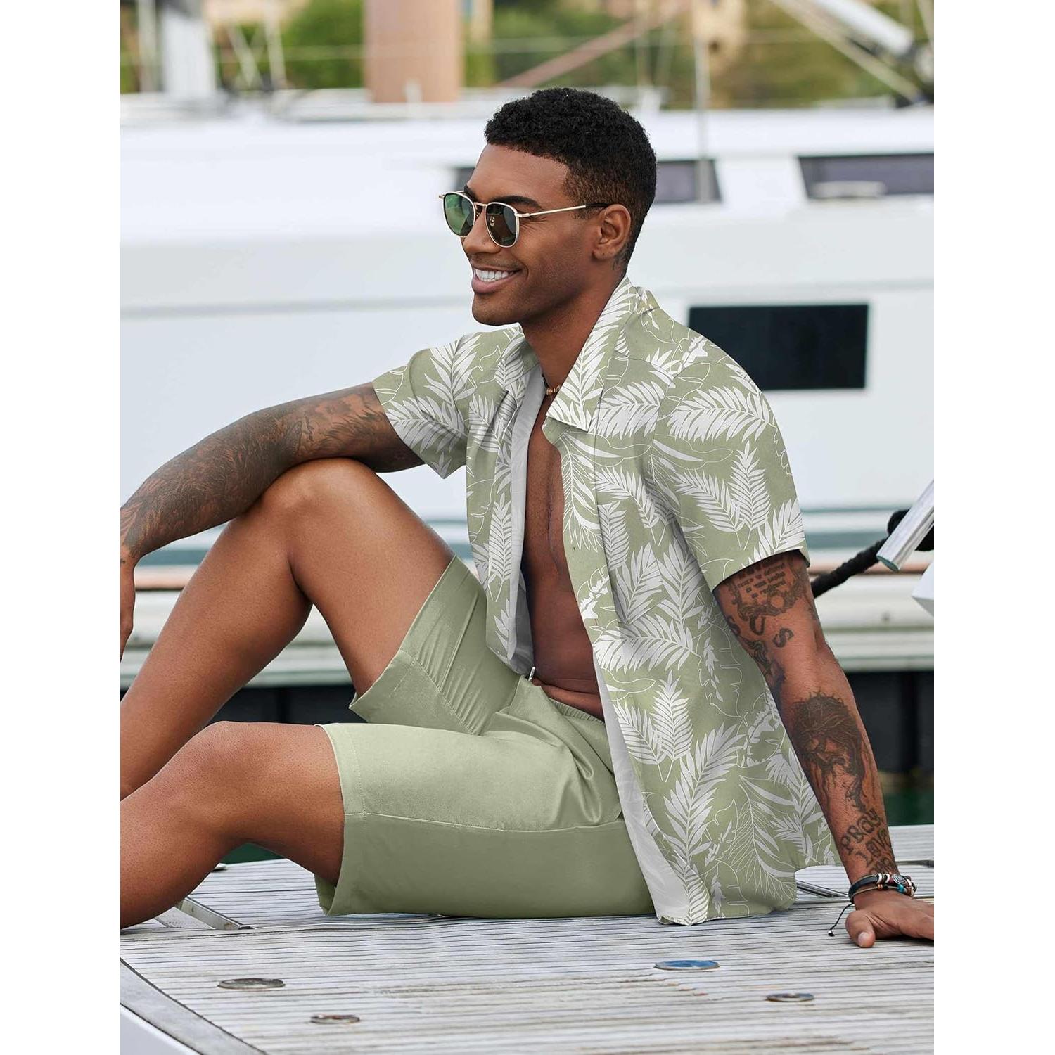 Conjunto de Verano para Hombre COOFANDY 2 Piezas Camisa y Pantalón