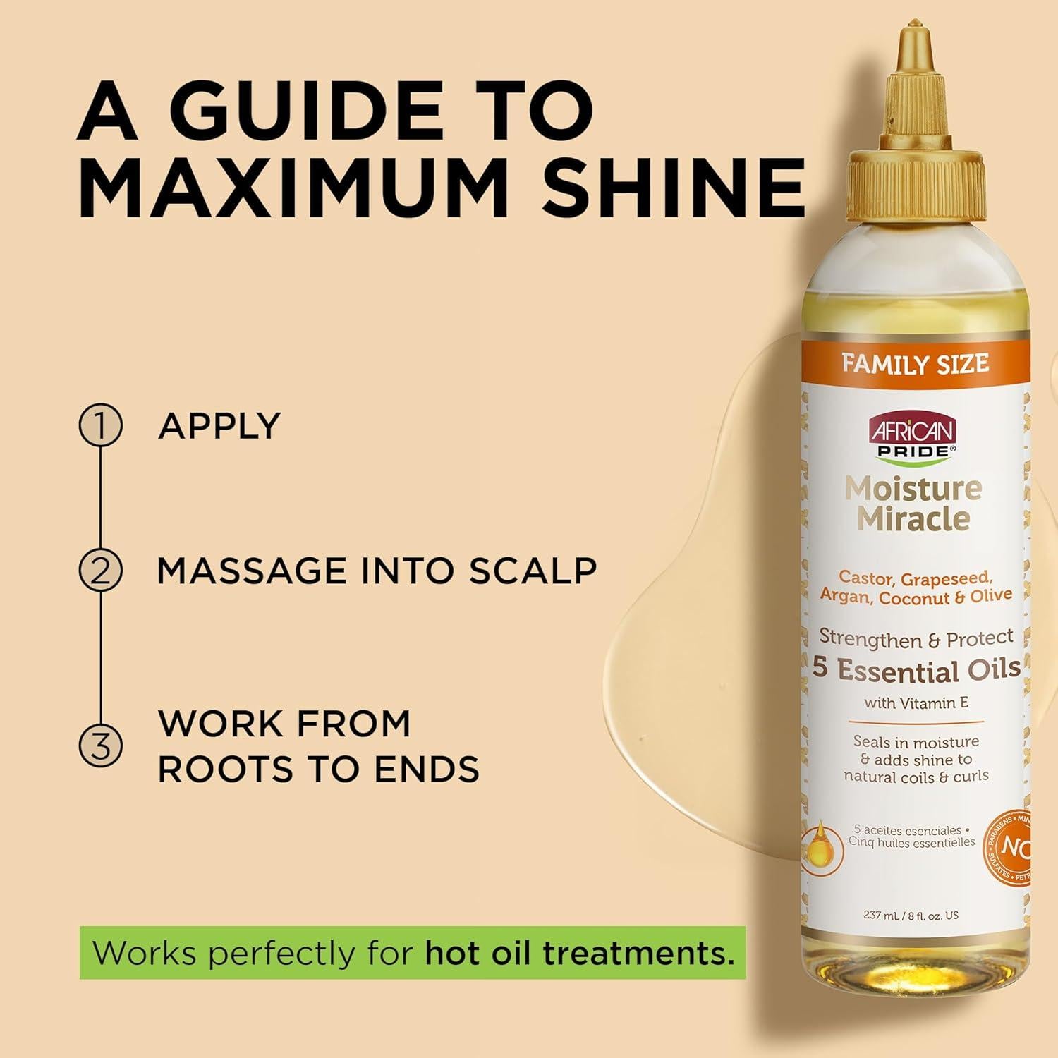 Aceite para el Cabello African Pride 236.6 ml - 5 Aceites Esenciales