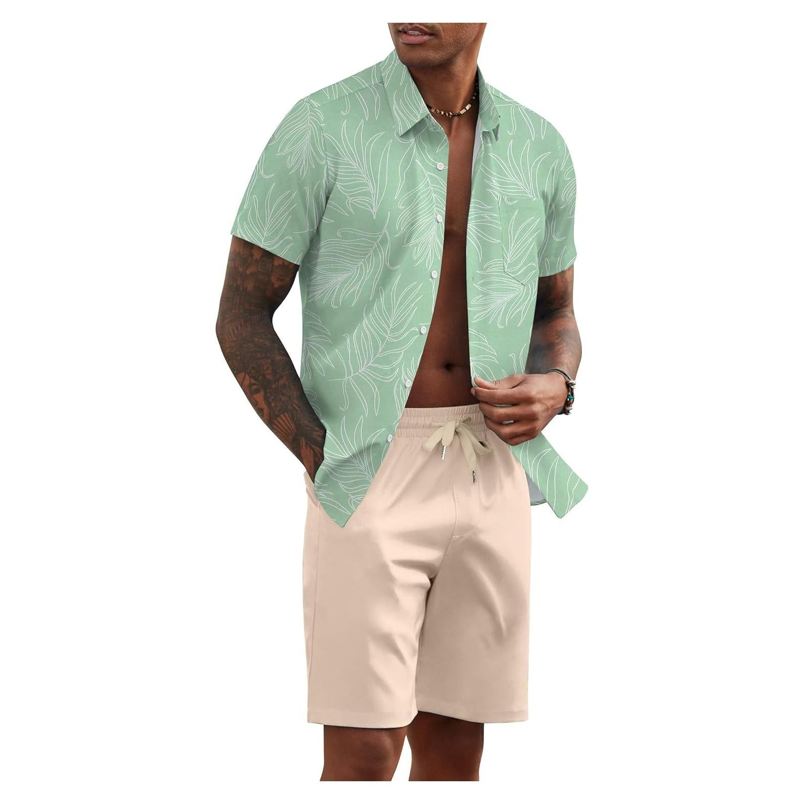 Conjunto de Verano para Hombre COOFANDY 2 Piezas Camisa y Pantalón