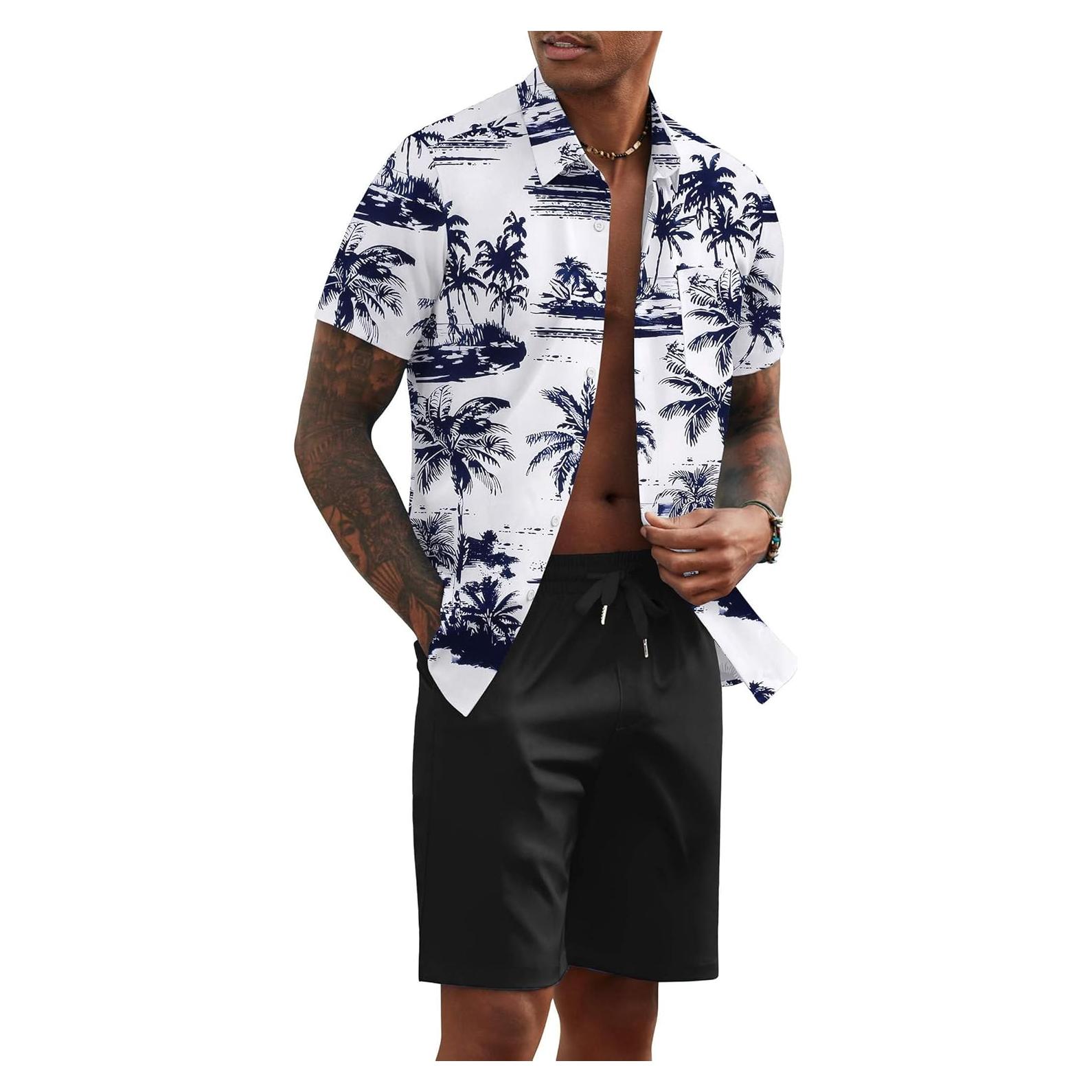 Conjunto de Verano para Hombre COOFANDY 2 Piezas Camisa y Pantalón