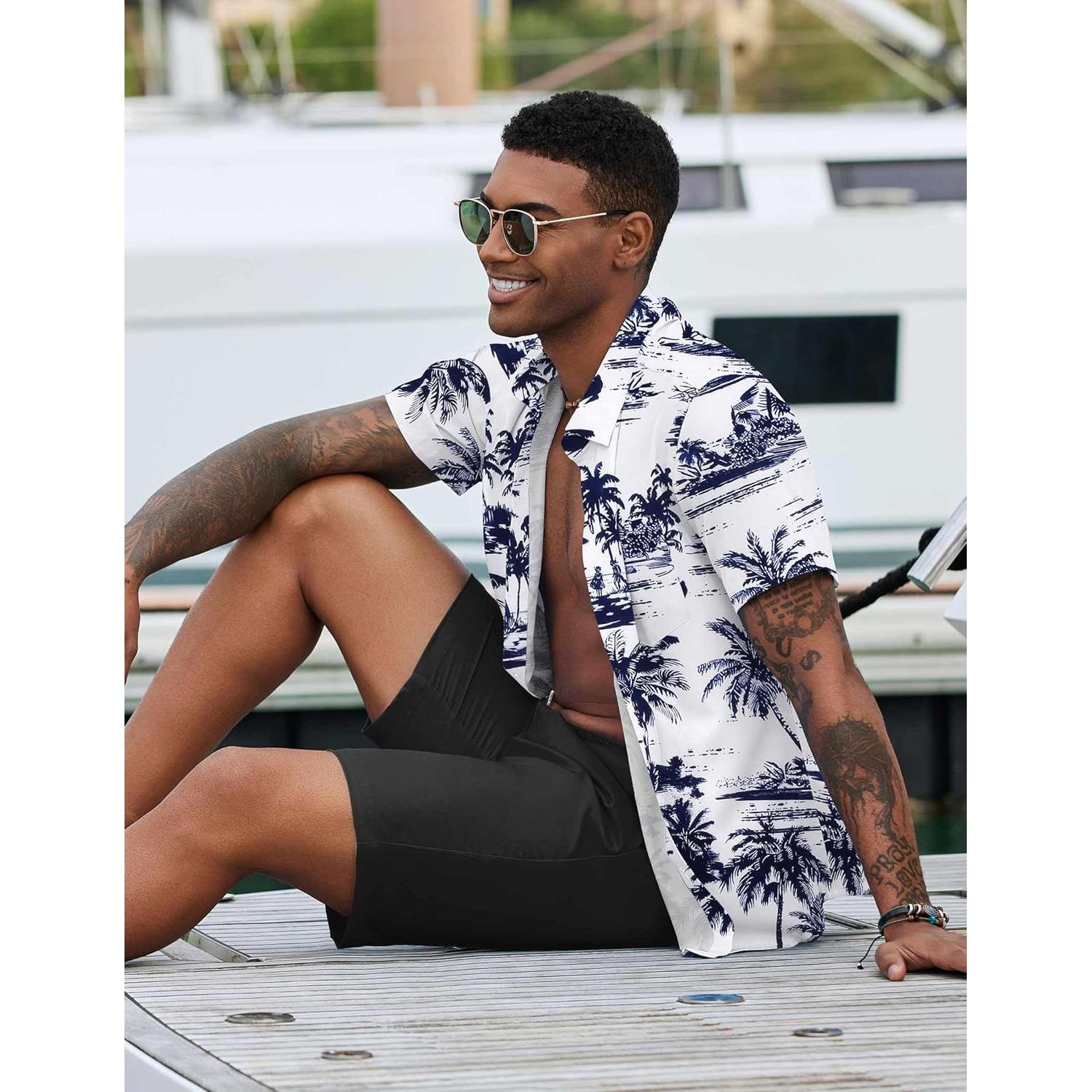 Conjunto de Verano para Hombre COOFANDY 2 Piezas Camisa y Pantalón