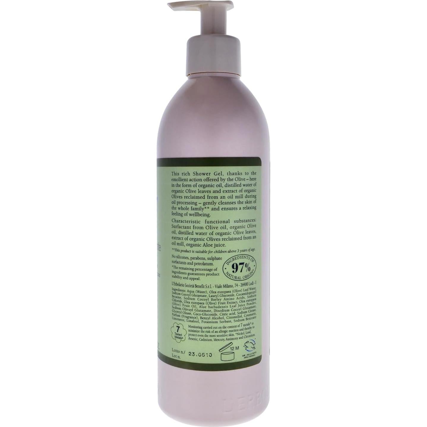 Gel de Ducha Suavizante L'Erbolario L'Olivo 478 ml - Hidratante