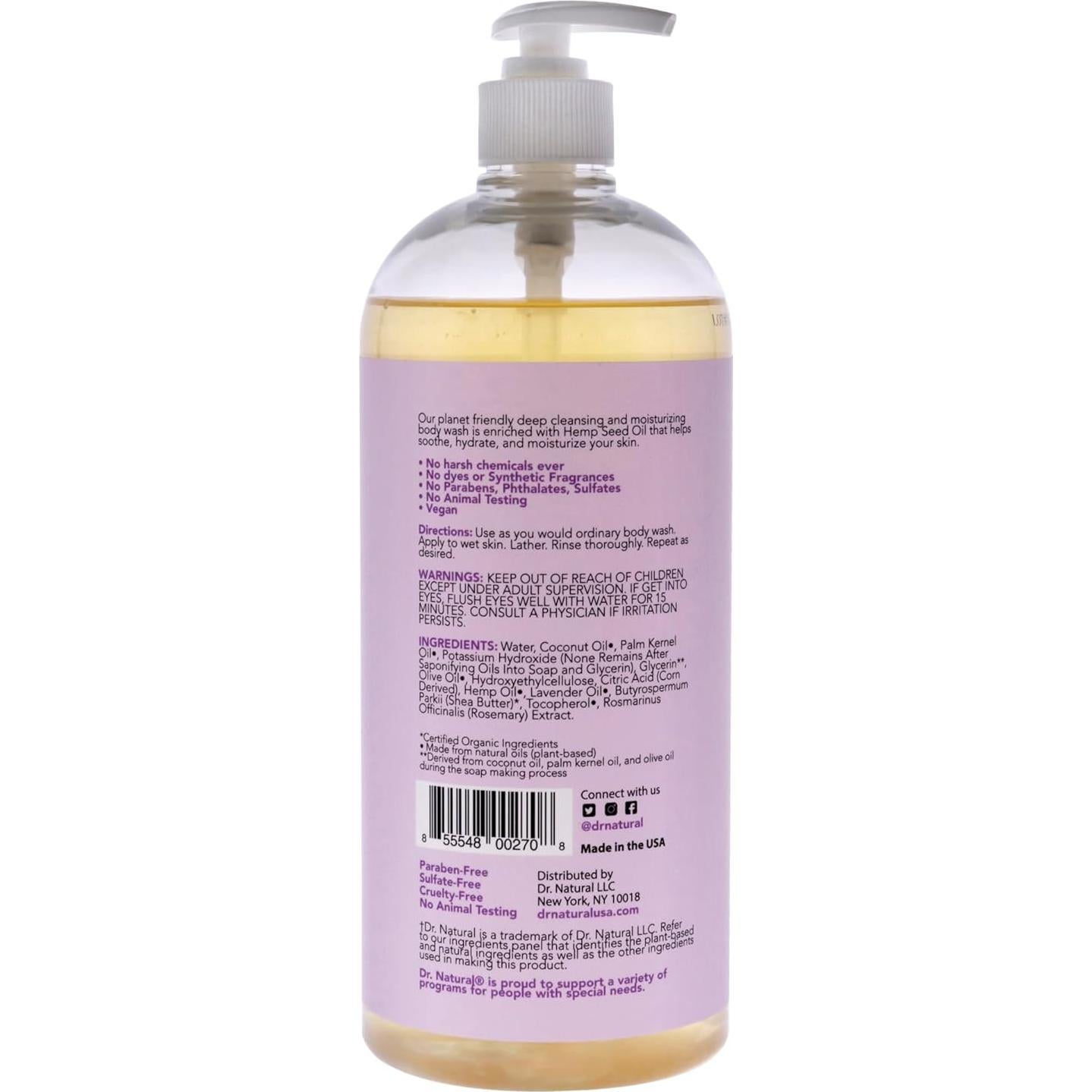 Jabón Corporal Dr. Natural de Cáñamo 0.95L Lavanda Hidratante