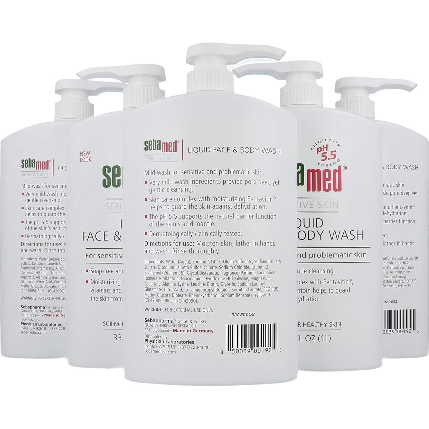 Sebamed Limpiador Facial y Corporal 1L Sin Parabenos pH 5.5