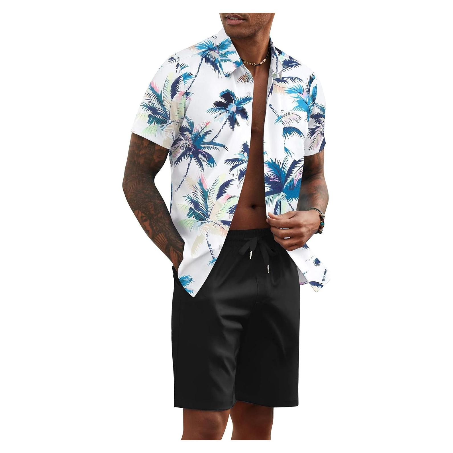 Conjunto de Playa para Hombre COOFANDY 2 Piezas Azul Tropical