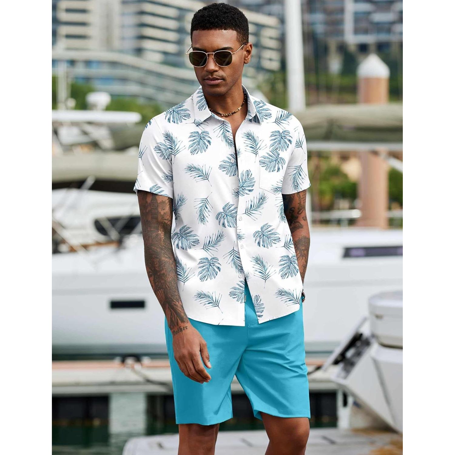 Conjunto de Playa para Hombre COOFANDY 2 Piezas Camisa y Short