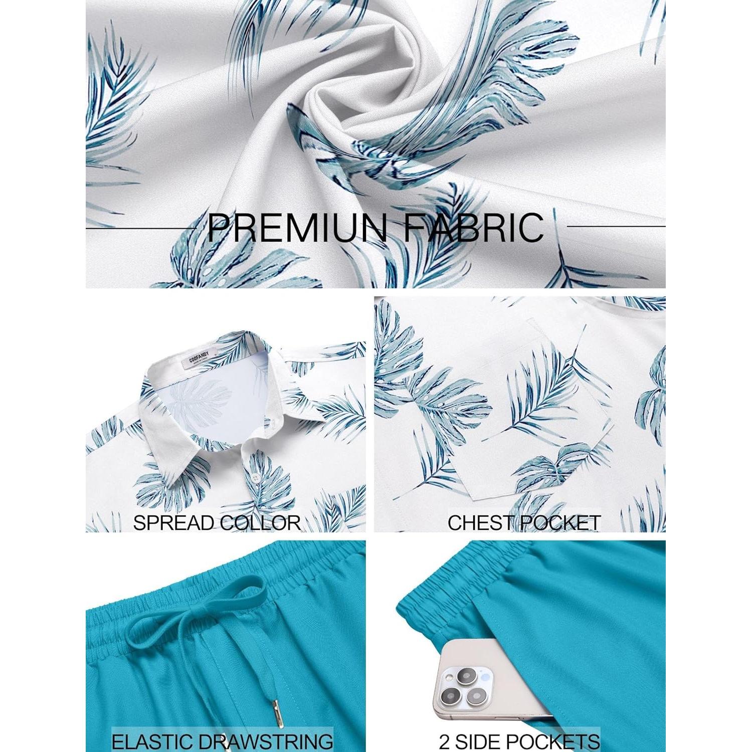 Conjunto de Verano para Hombre COOFANDY 2 Piezas Camisa y Pantalón Corto