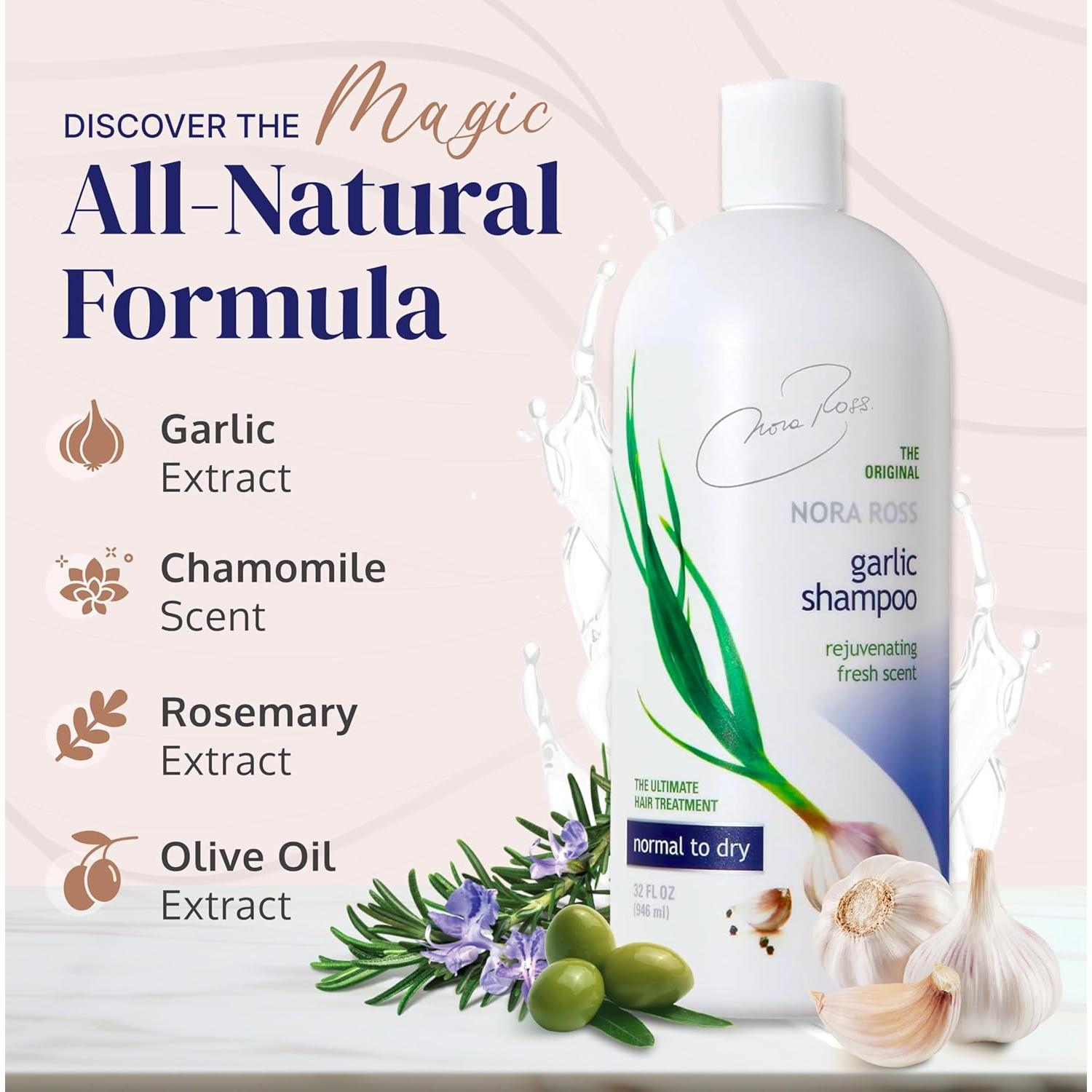 Champú Engrosante de Ajo Nora Ross 0.95L - Anticaspa y Crecimiento